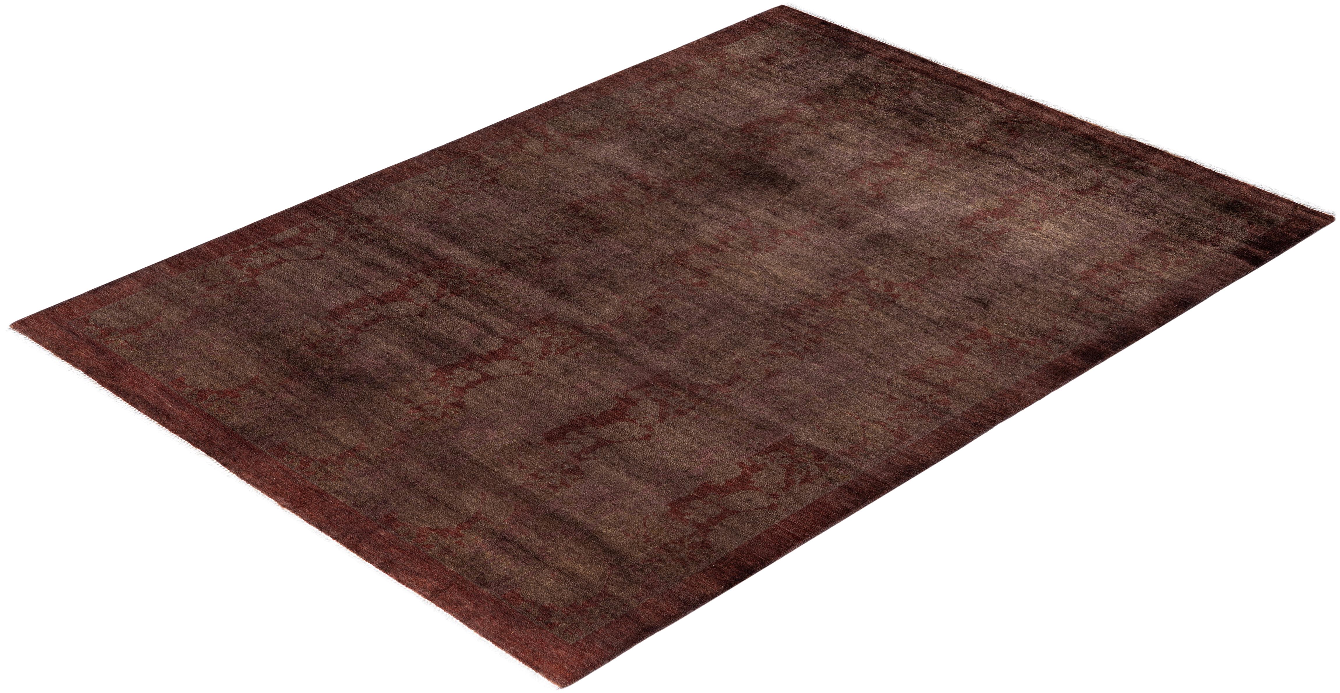 Tapis de sol en laine marron Overdyed One-of-a-Kind 4' 2