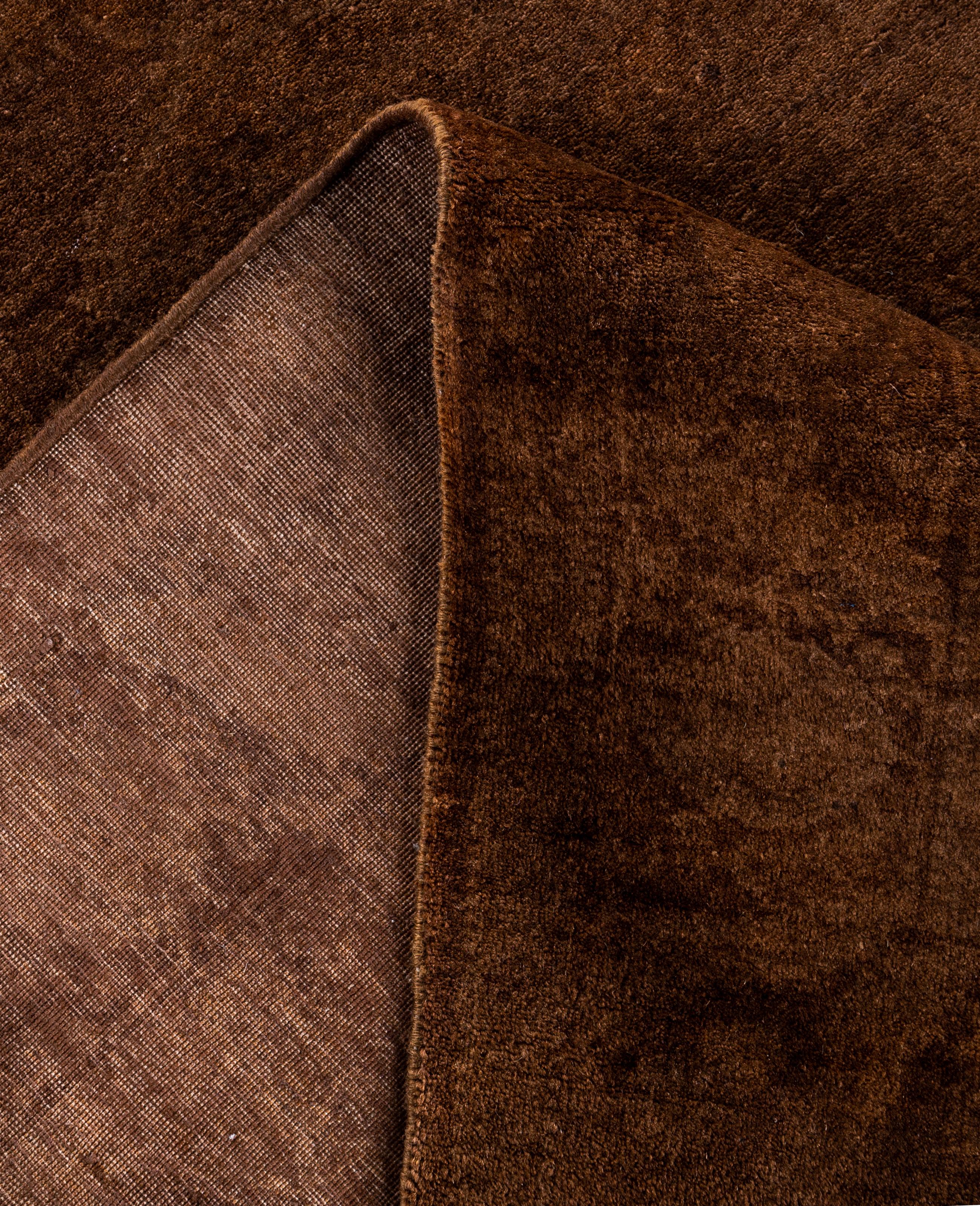 XXI secolo e contemporaneo Tappeto marrone in lana unico Overdyed 4' 3