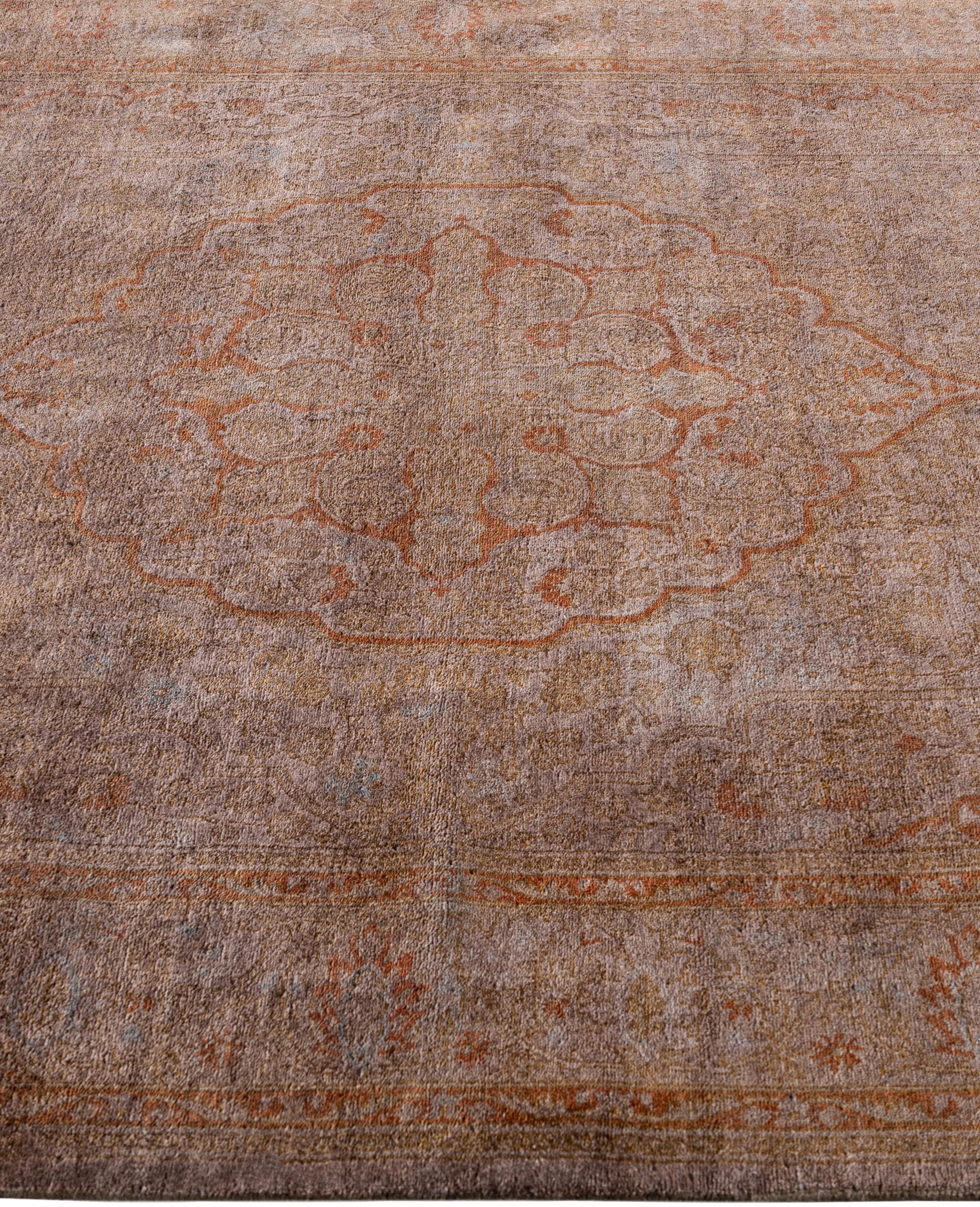 Alfombra de lana Overdyed Única Marrón 4' 8