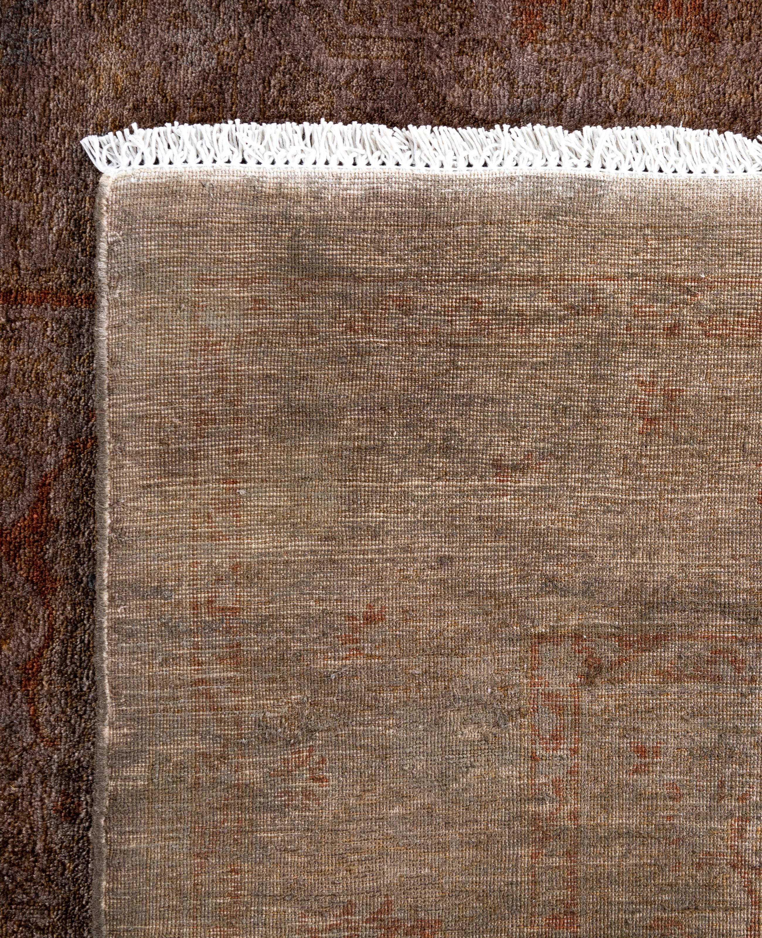 Alfombra de lana Overdyed Única Marrón 4' 8