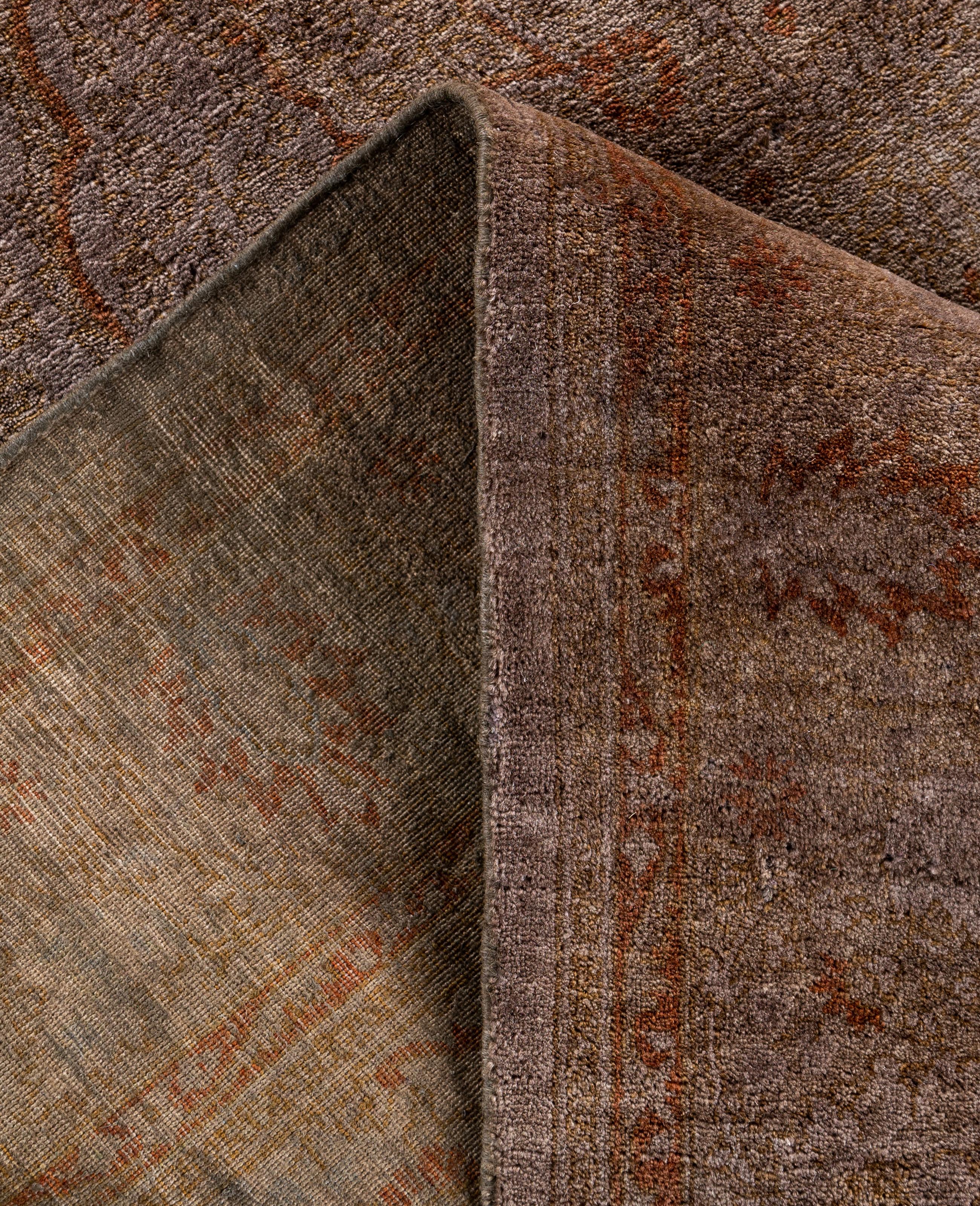 Alfombra de lana Overdyed Única Marrón 4' 8