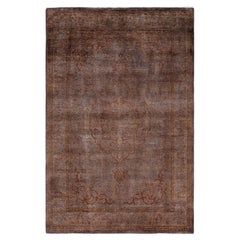 Alfombra de lana Overdyed Única Marrón 4' 8" x 7' 1"
