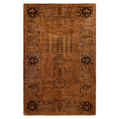 Tappeto marrone in lana Overdyed One of a-Kind 5' 2" x 7' 10"