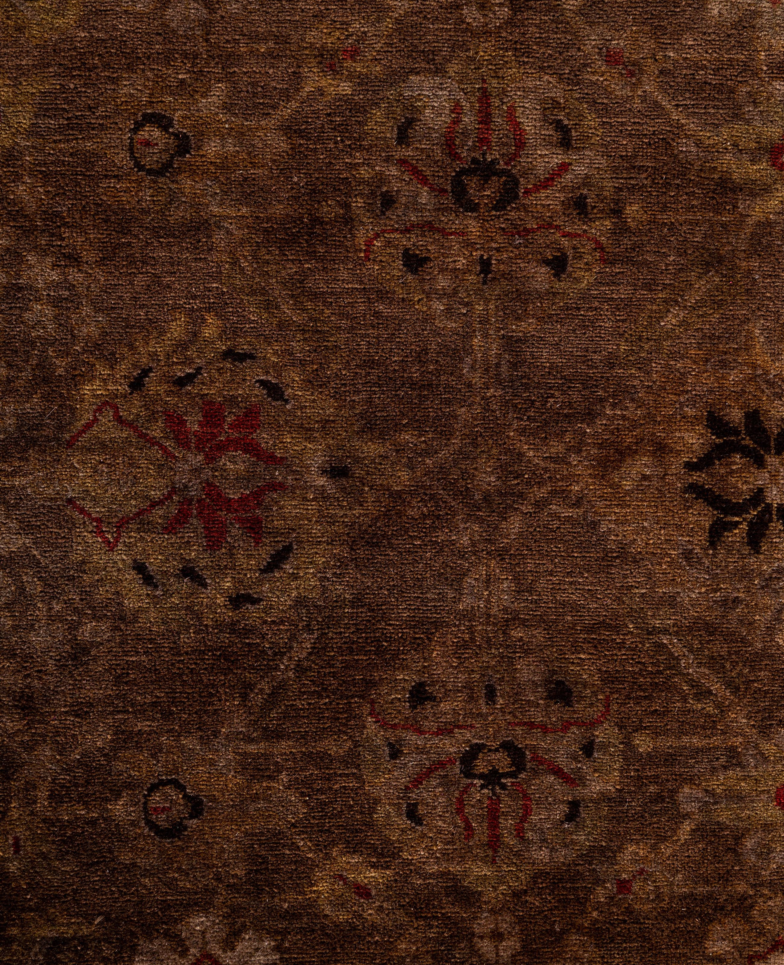 Overdyed Einzigartige Wolle Braun Bereich Teppich 6' 2