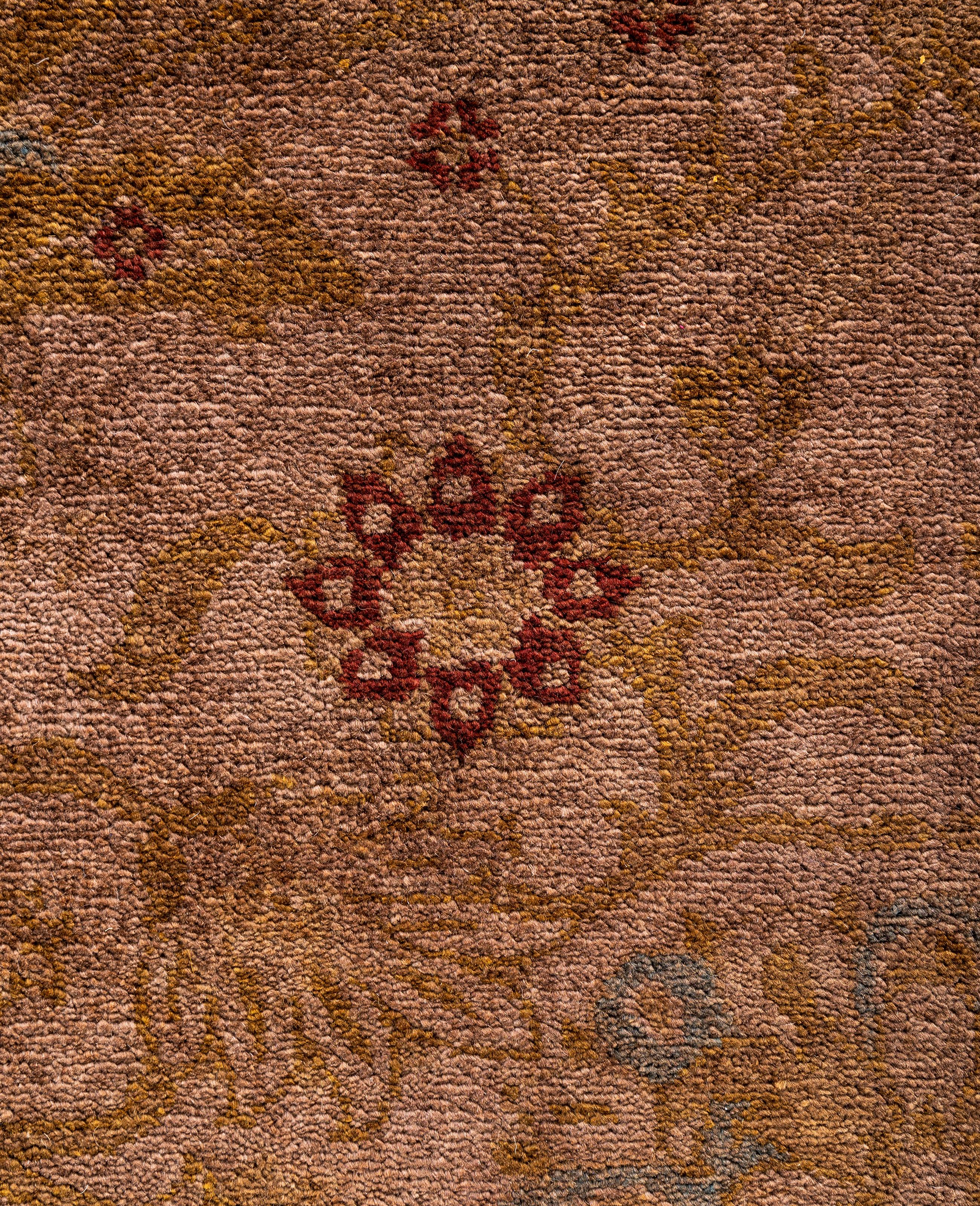 Pakistanais Tapis de sol en laine marron surteint, unique en son genre 8' 1