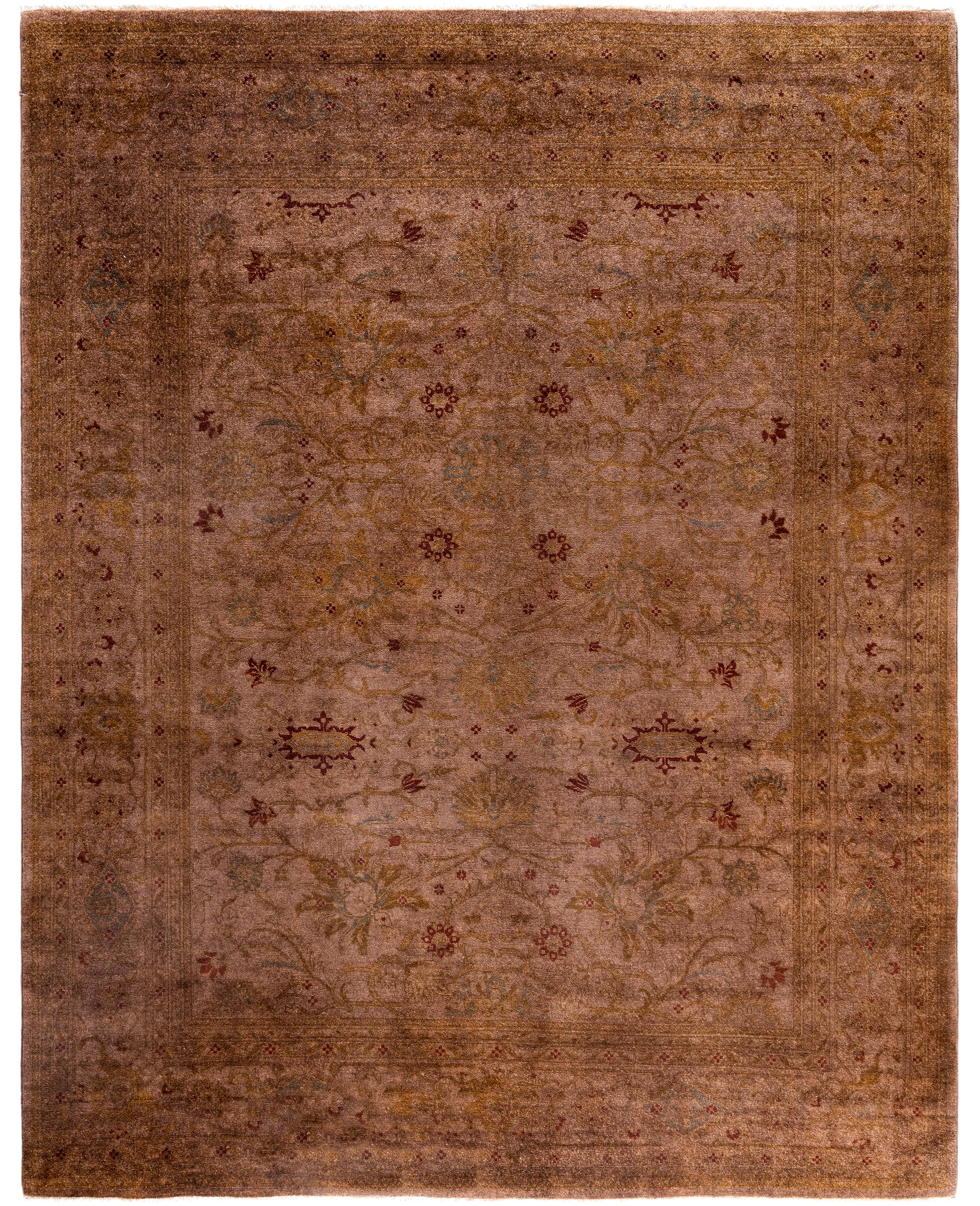 Tapis de sol en laine marron surteint, unique en son genre 8' 1" x 10' 4" en vente