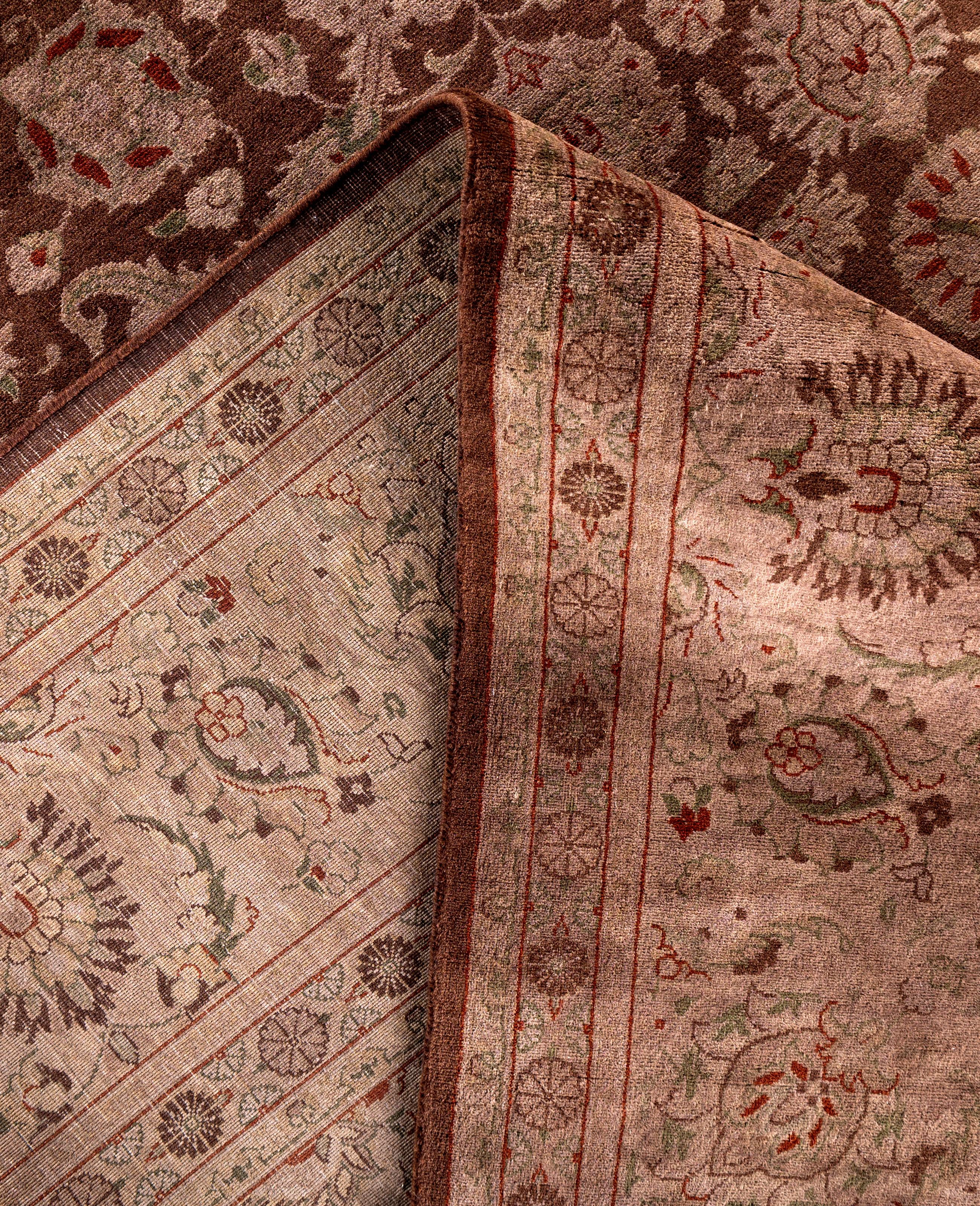 Alfombra de lana Overdyed Única Marrón 8' 2