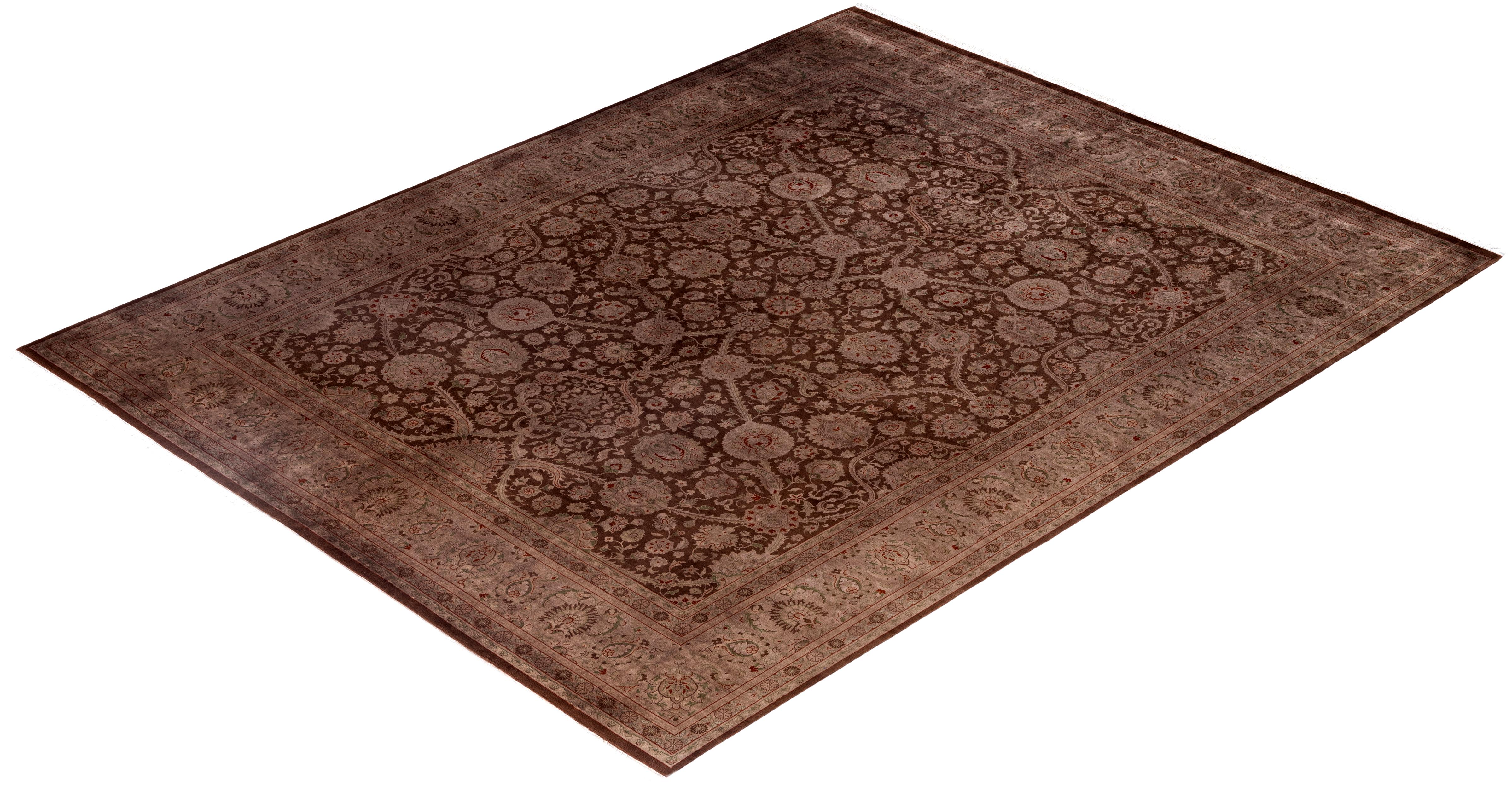 Alfombra de lana Overdyed Única Marrón 8' 2