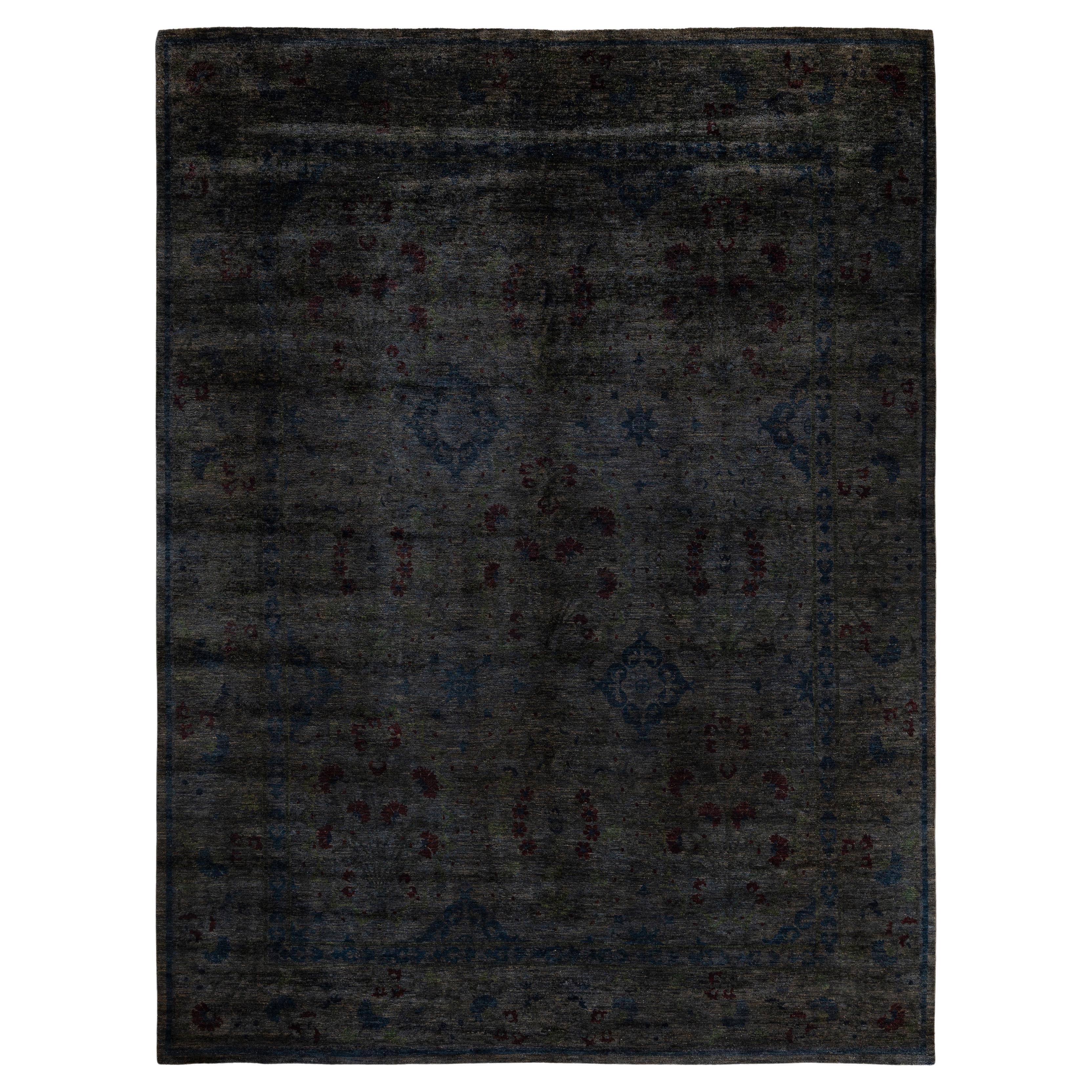 Overdyed One-of-a-Kind Wool Brown Area Rug 9
 2" x 12
 1" For Sale