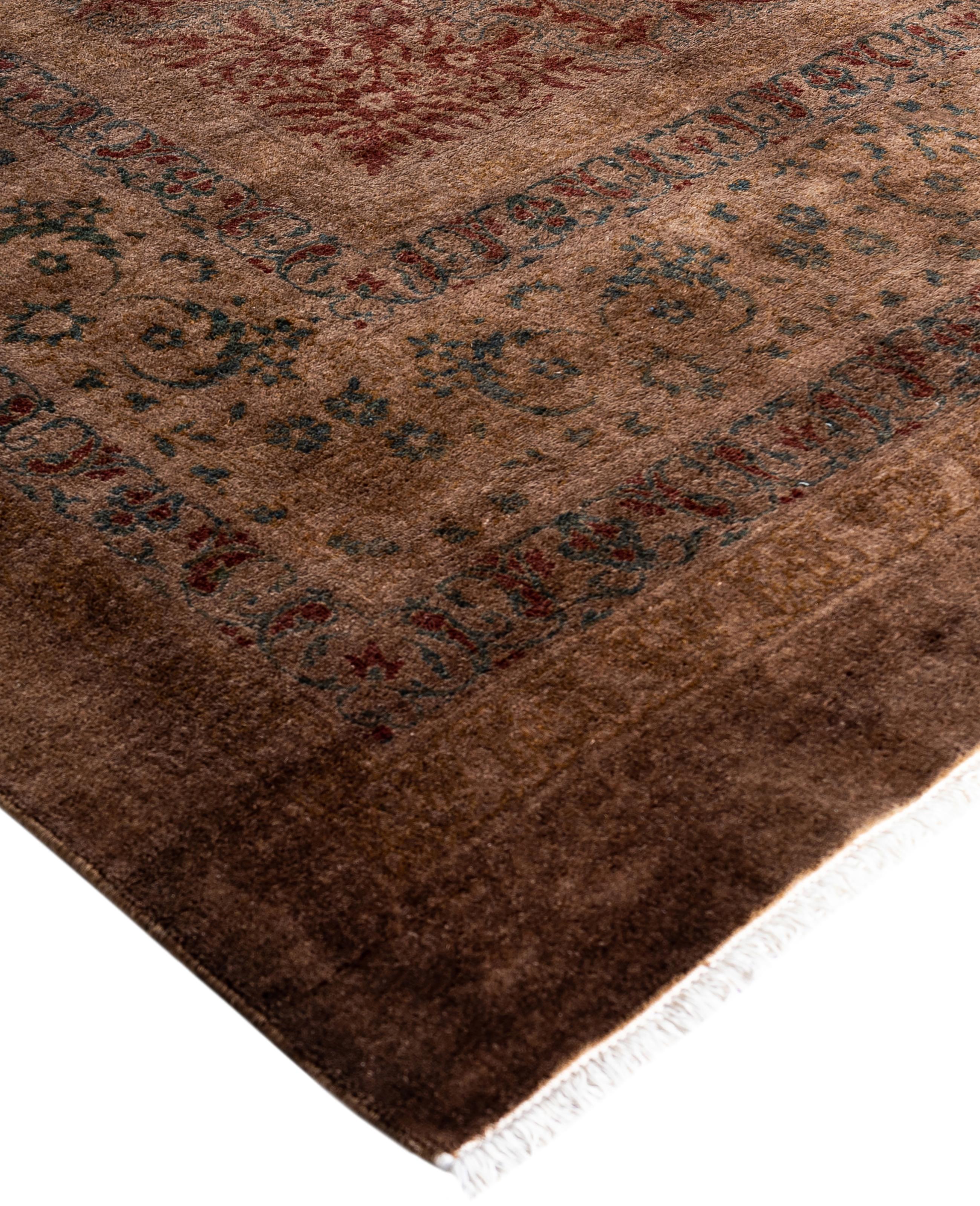 Over-dyed area rugs are created by taking vintage or traditional rugs and applying a vibrant, monochromatic dye over the existing patterns. This technique results in a bold, modern aesthetic while preserving the intricate designs beneath, blending