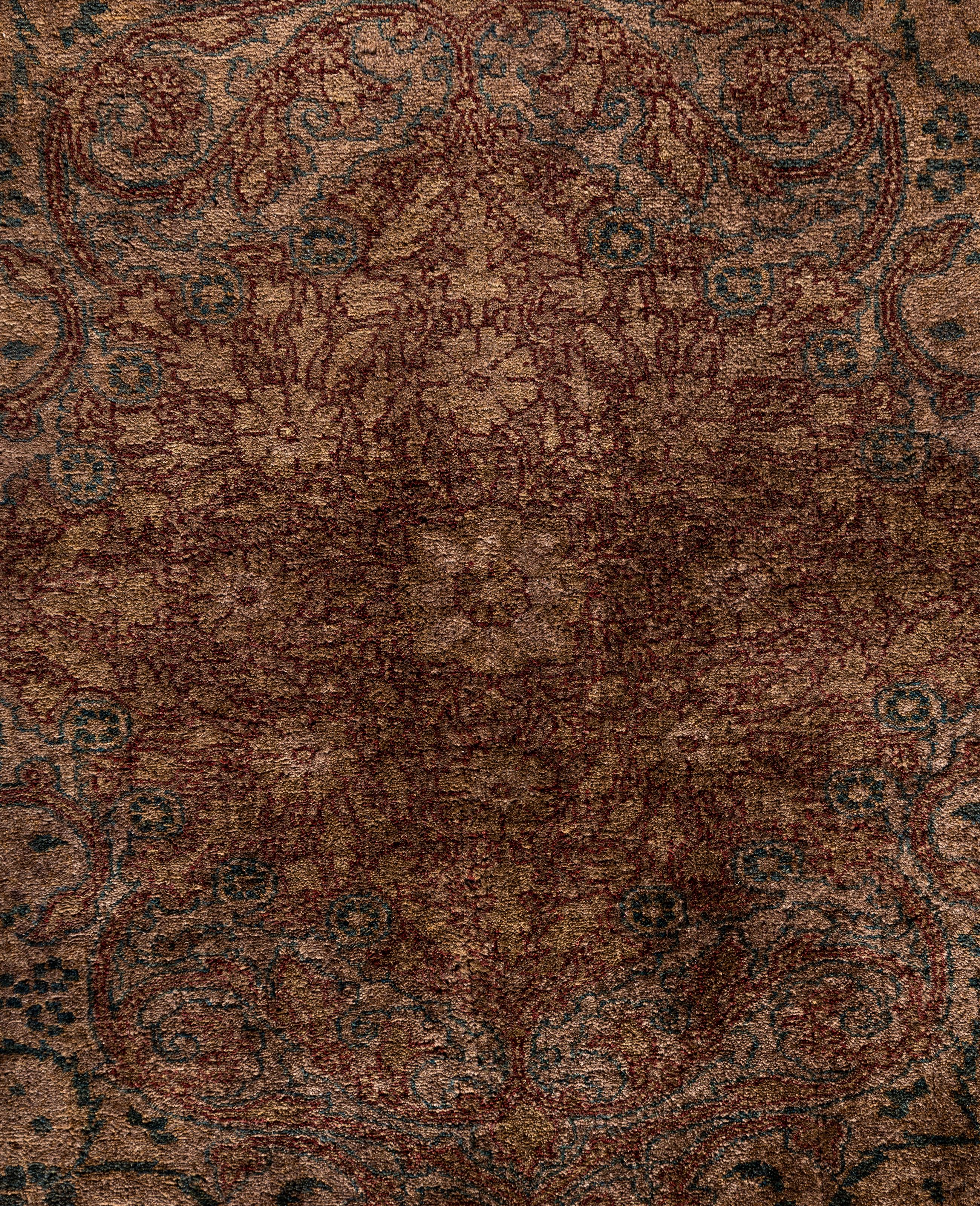 Pakistani Overdyed One-of-a-Kind Wool Brown Area Rug 9' 3