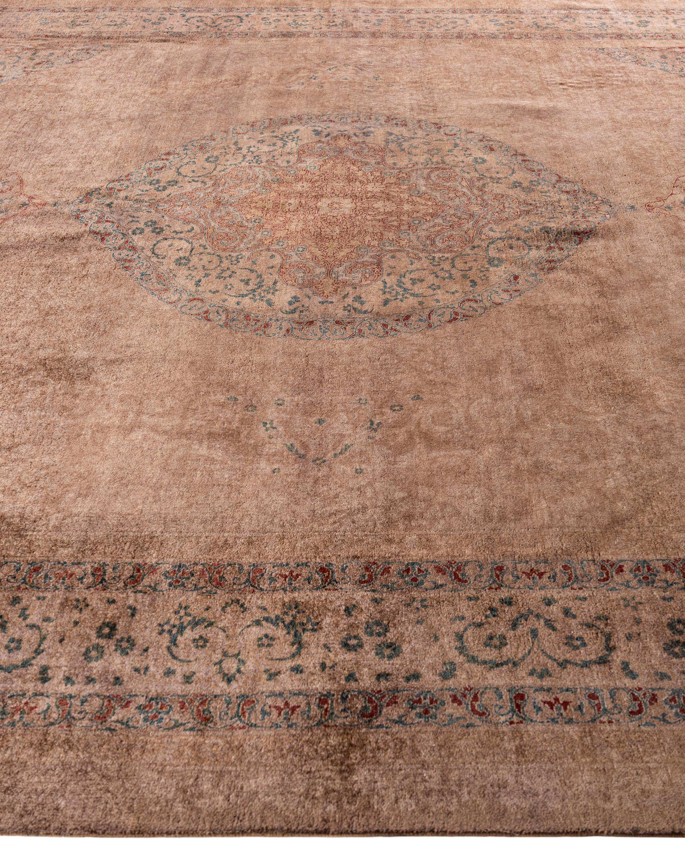 Hand-Knotted Overdyed One-of-a-Kind Wool Brown Area Rug 9' 3