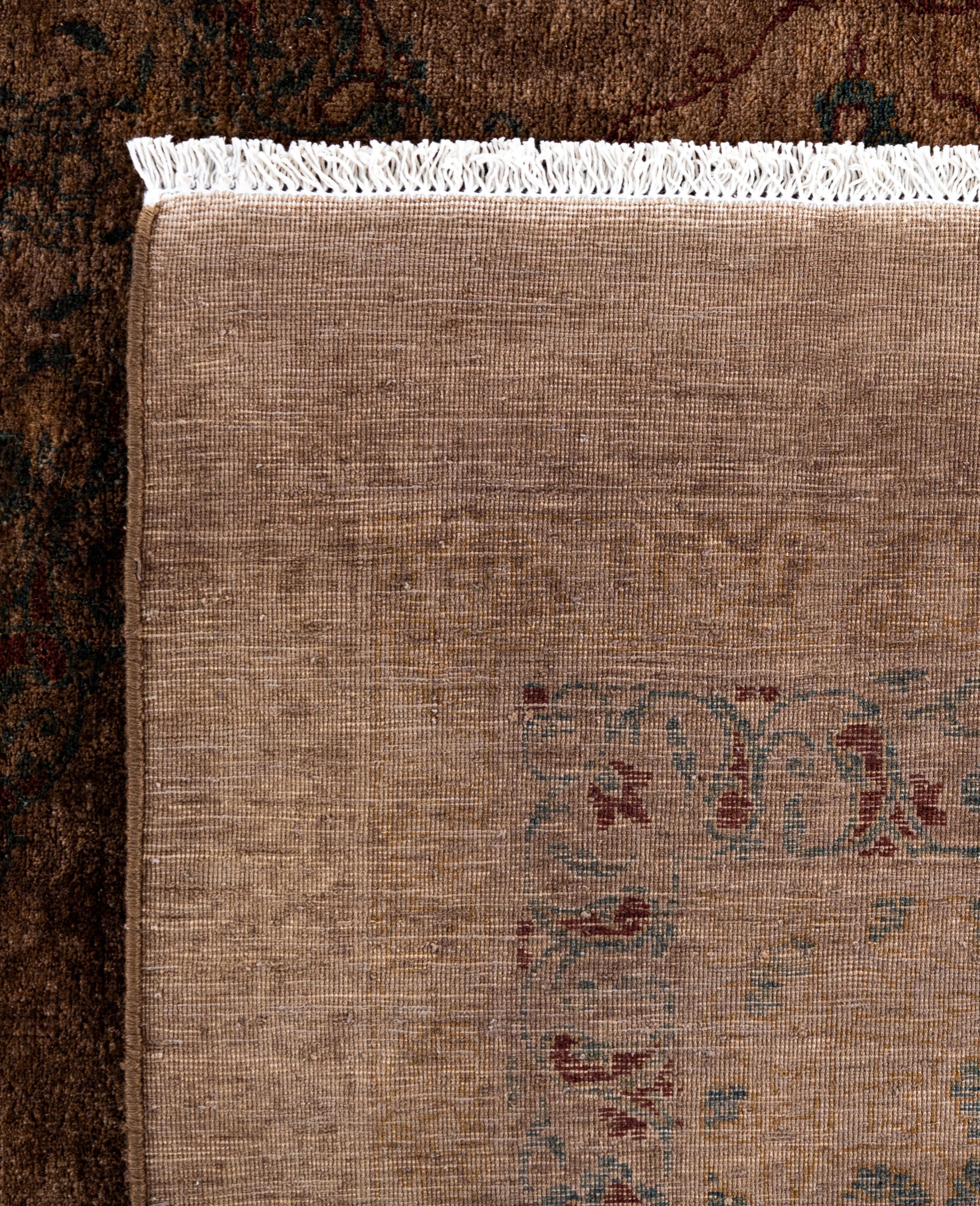 Overdyed One-of-a-Kind Wool Brown Area Rug 9' 3