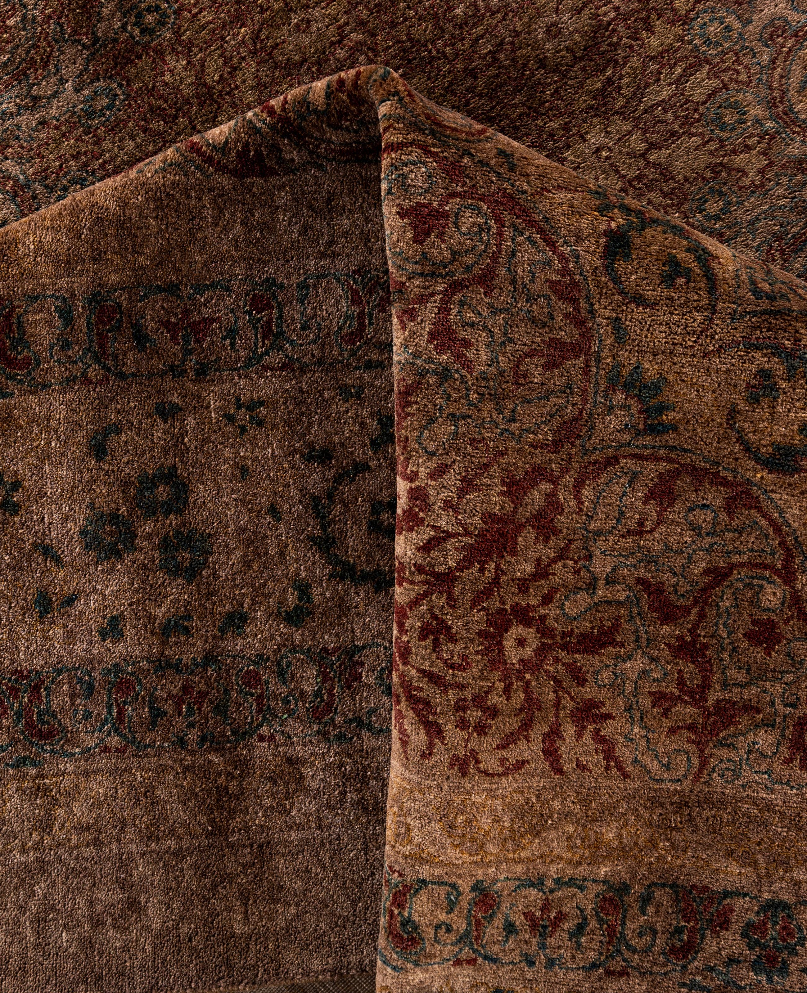 Overdyed One-of-a-Kind Wool Brown Area Rug 9' 3