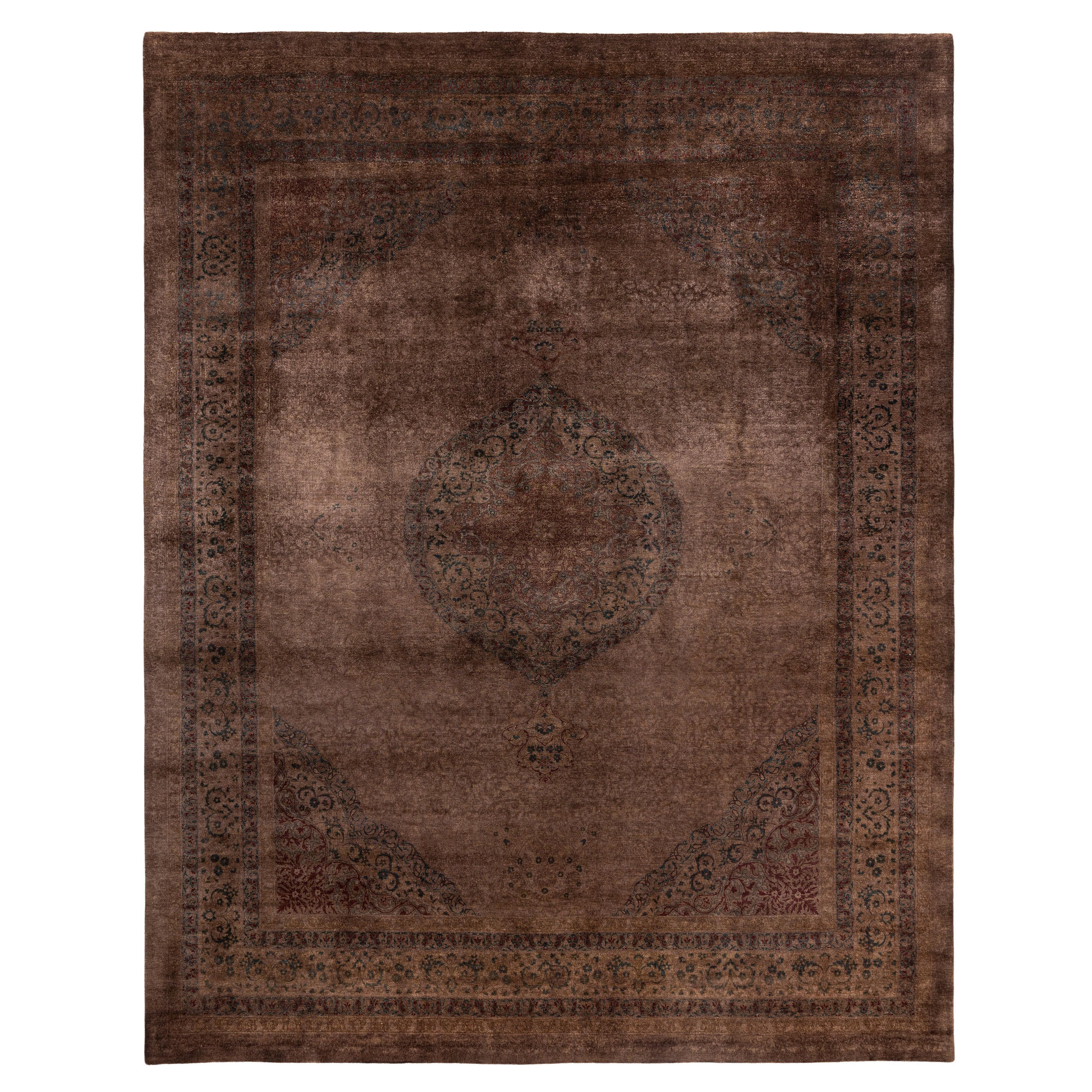 Overdyed One-of-a-Kind Wool Brown Area Rug 9' 3" x 11' 9"