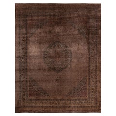 Overdyed One-of-a-Kind Wool Brown Area Rug 9' 3" x 11' 9"