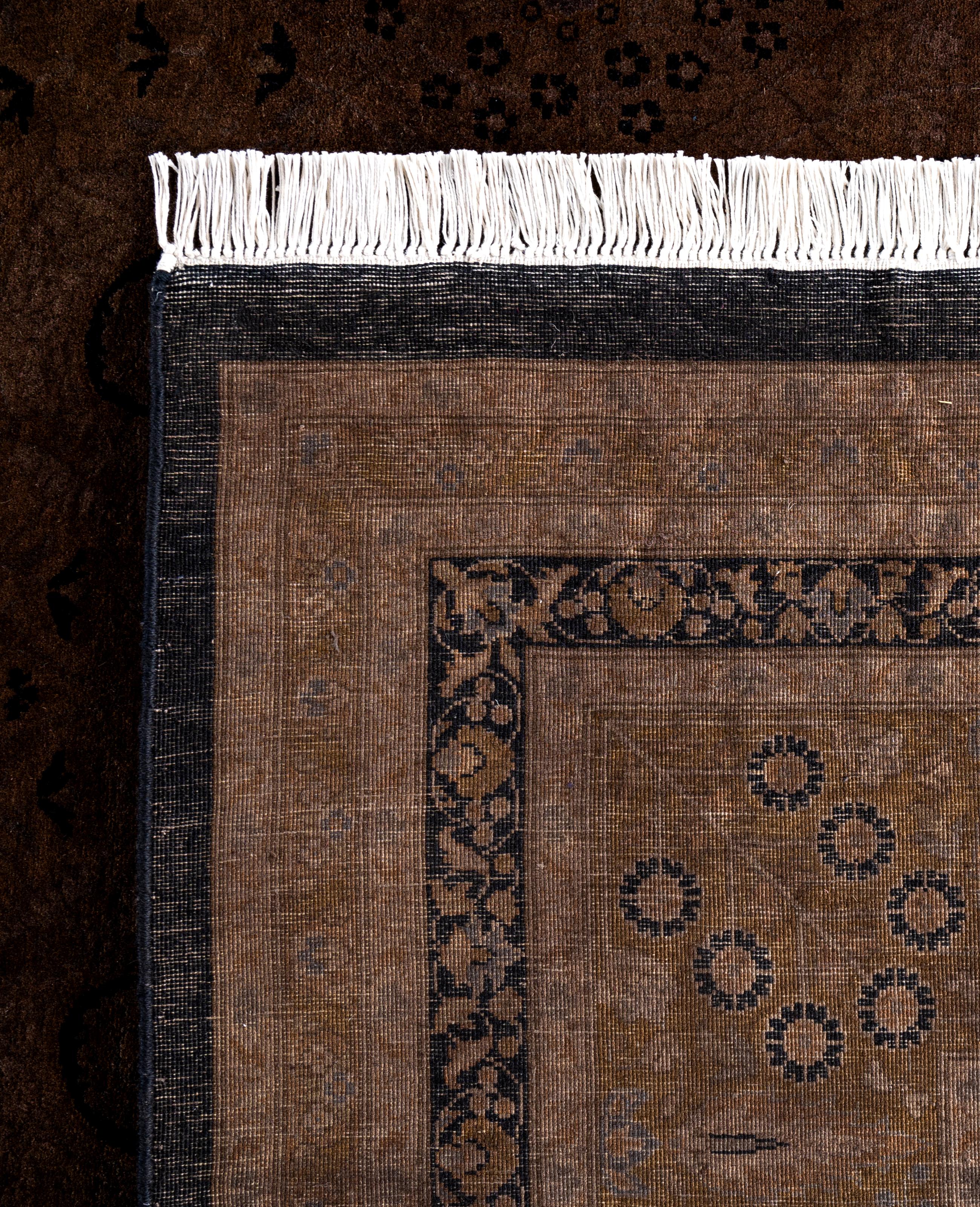 Tapis de sol en laine marron Overdyed One-of-a-Kind 9' 3