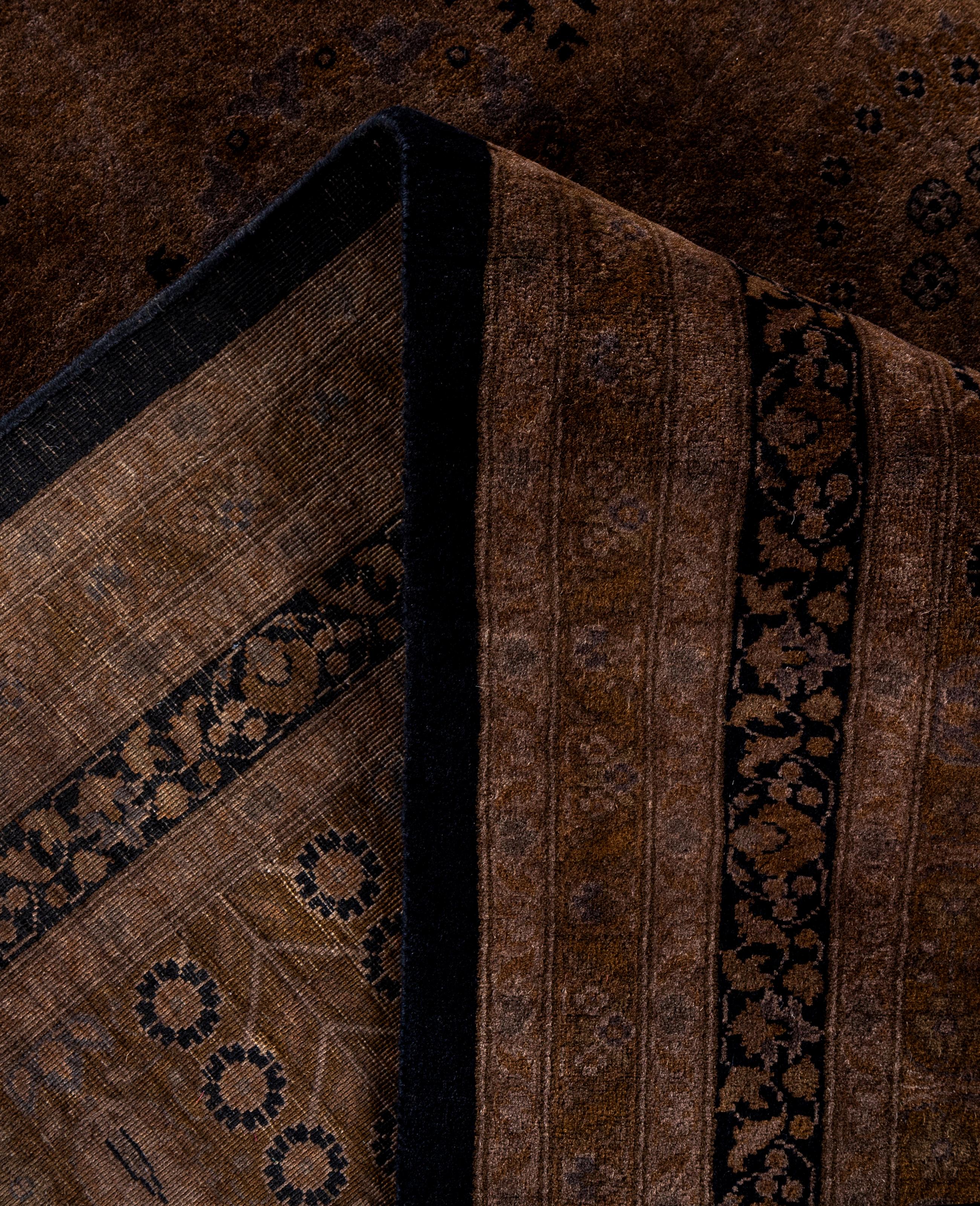 XXIe siècle et contemporain Tapis de sol en laine marron Overdyed One-of-a-Kind 9' 3