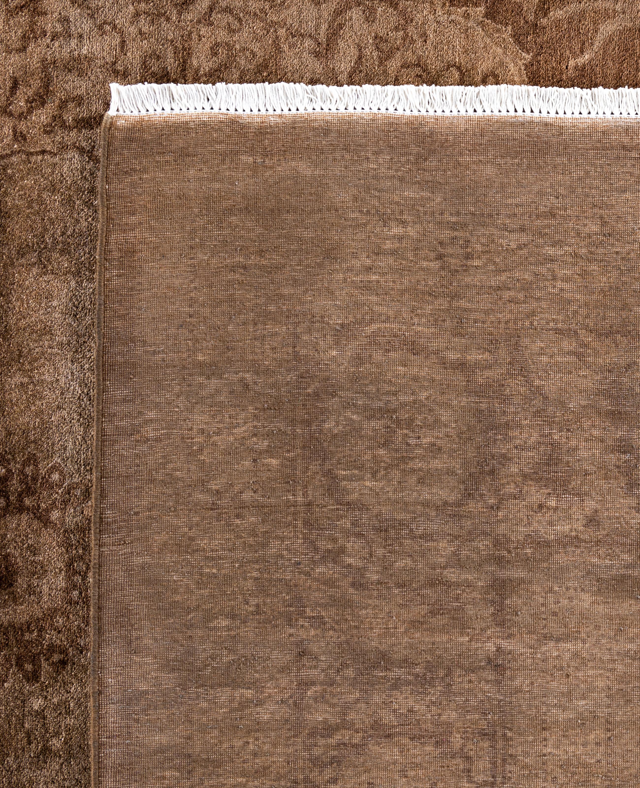 Tapis de sol en laine marron Overdyed One-of-a-Kind 9' 4