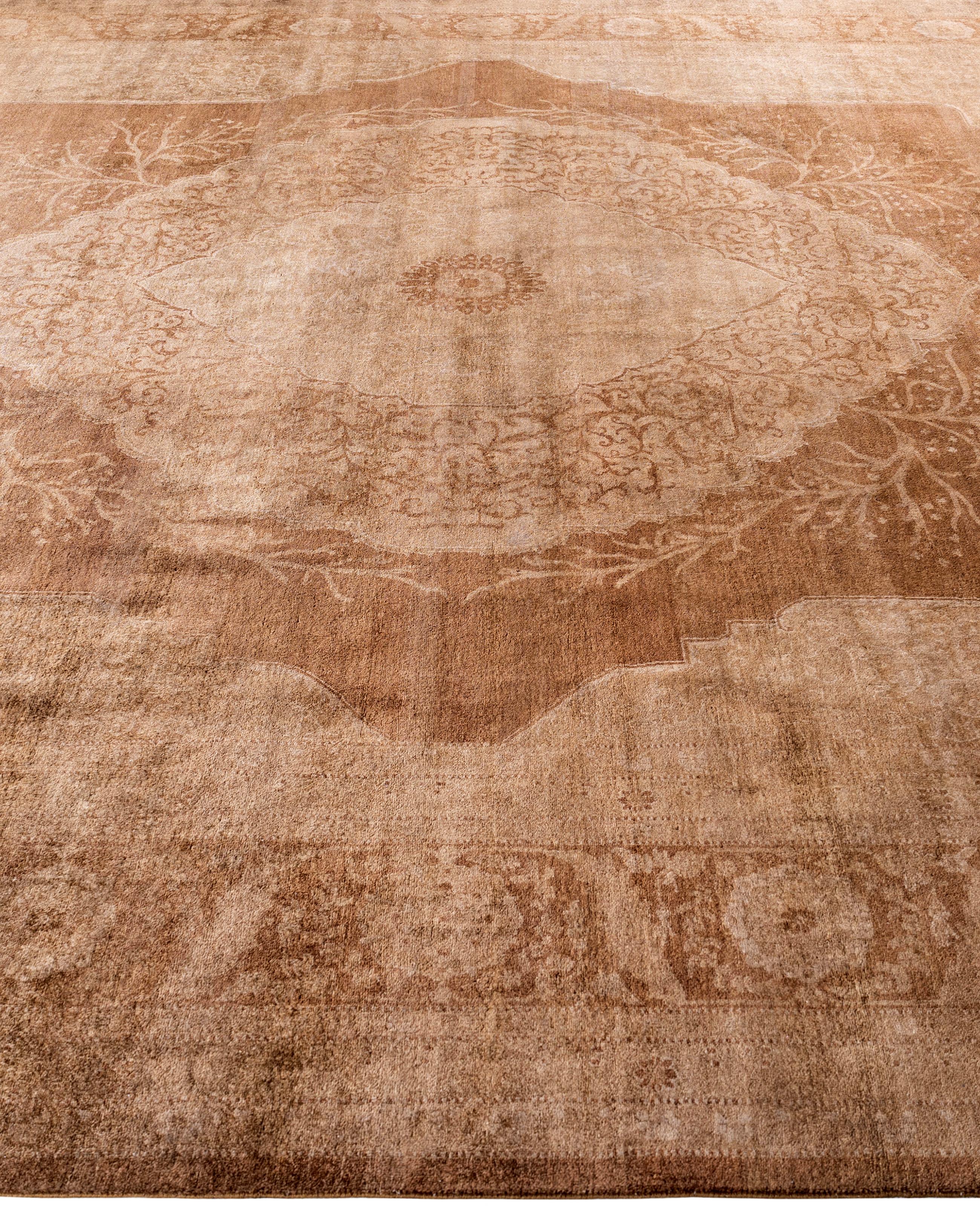 Laine Tapis de sol en laine marron Overdyed One-of-a-Kind 9' 4