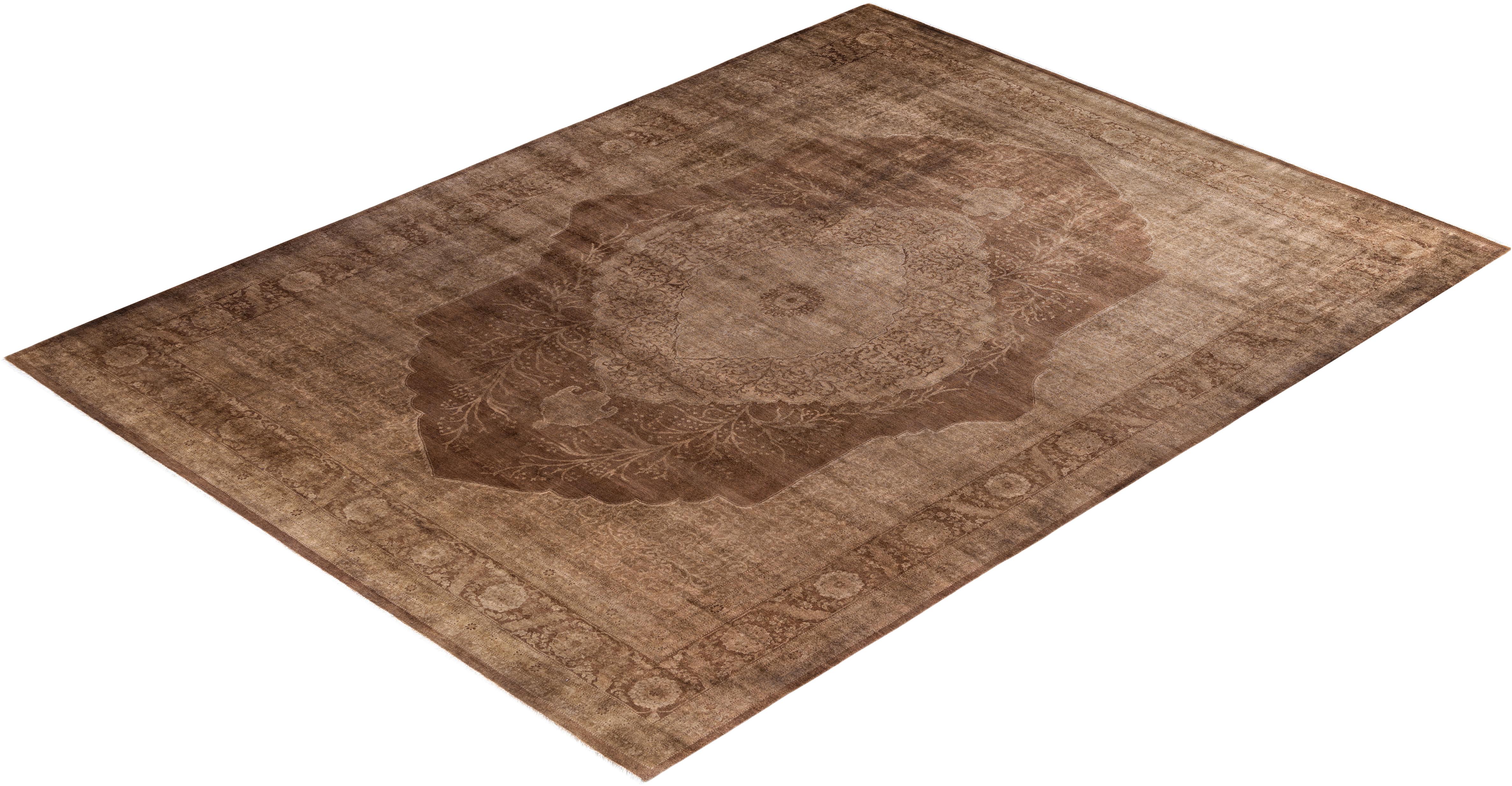 Tapis de sol en laine marron Overdyed One-of-a-Kind 9' 4