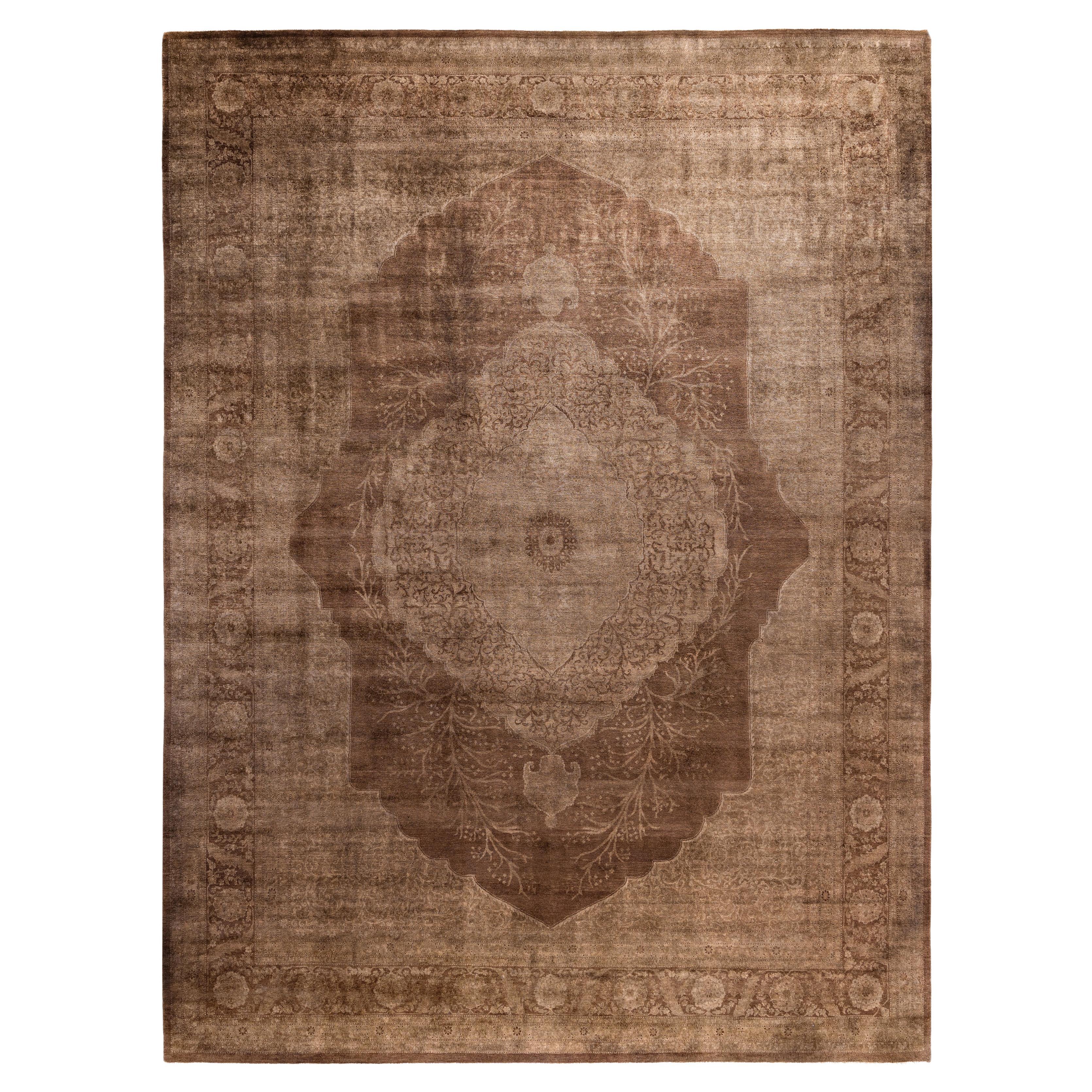 Tapis de sol en laine marron Overdyed One-of-a-Kind 9' 4" x 12' 5"