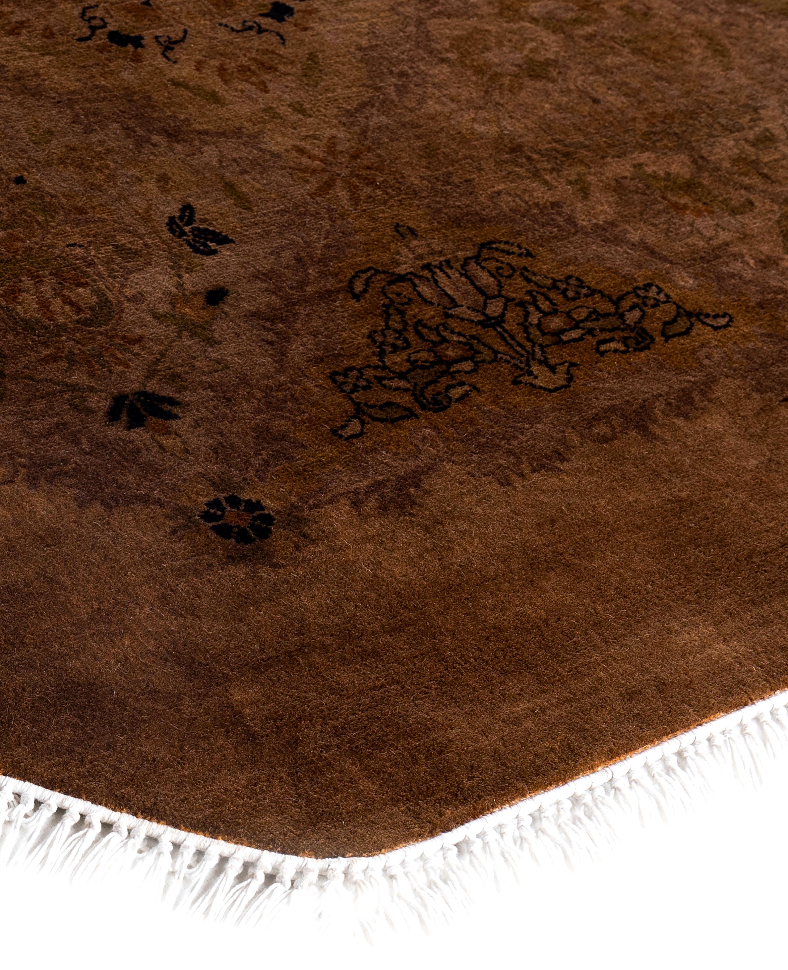 Over-dyed area rugs are created by taking vintage or traditional rugs and applying a vibrant, monochromatic dye over the existing patterns. This technique results in a bold, modern aesthetic while preserving the intricate designs beneath, blending