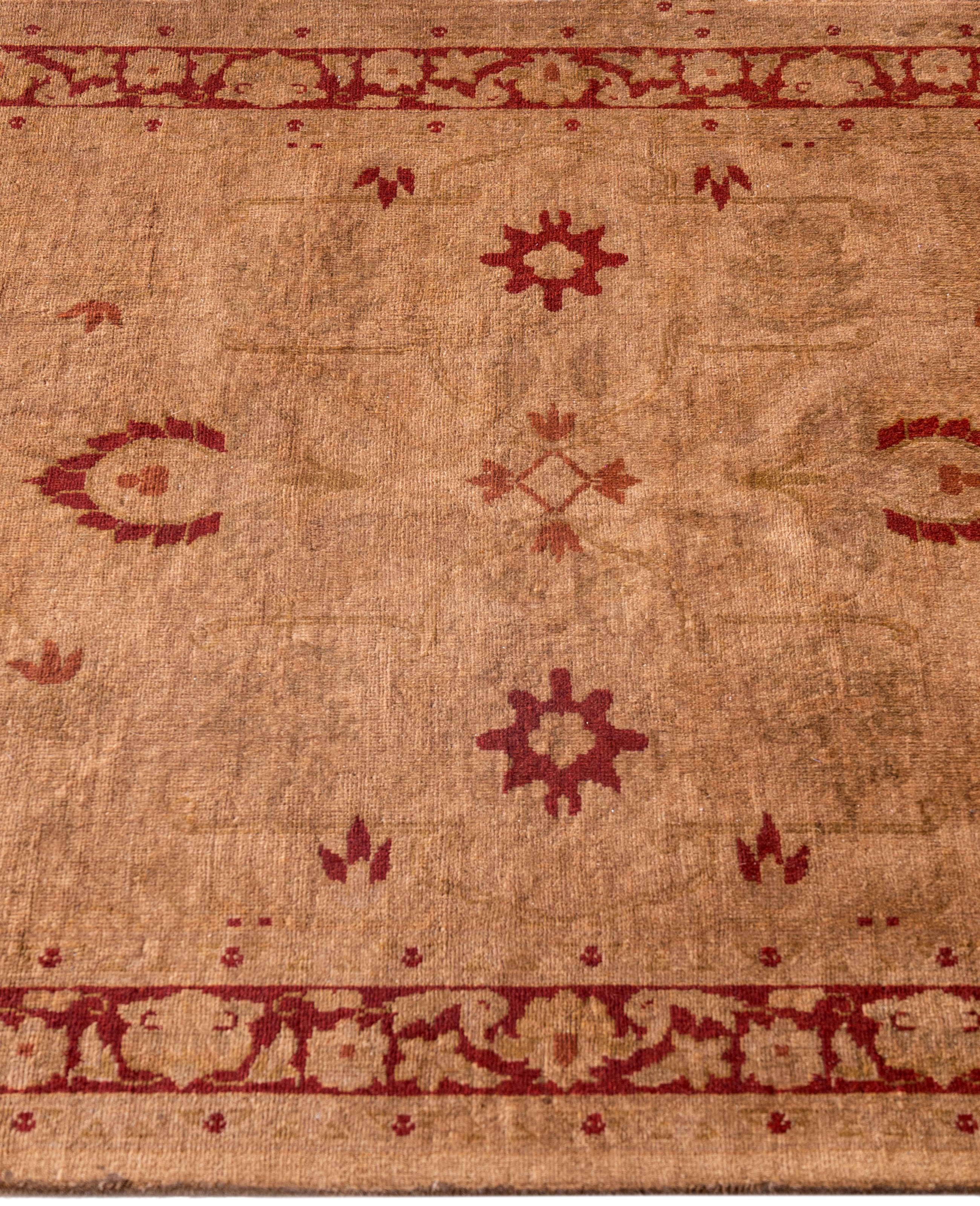 Hand-Knotted Overdyed One-of-a-Kind Wool Brown Runner 2' 6