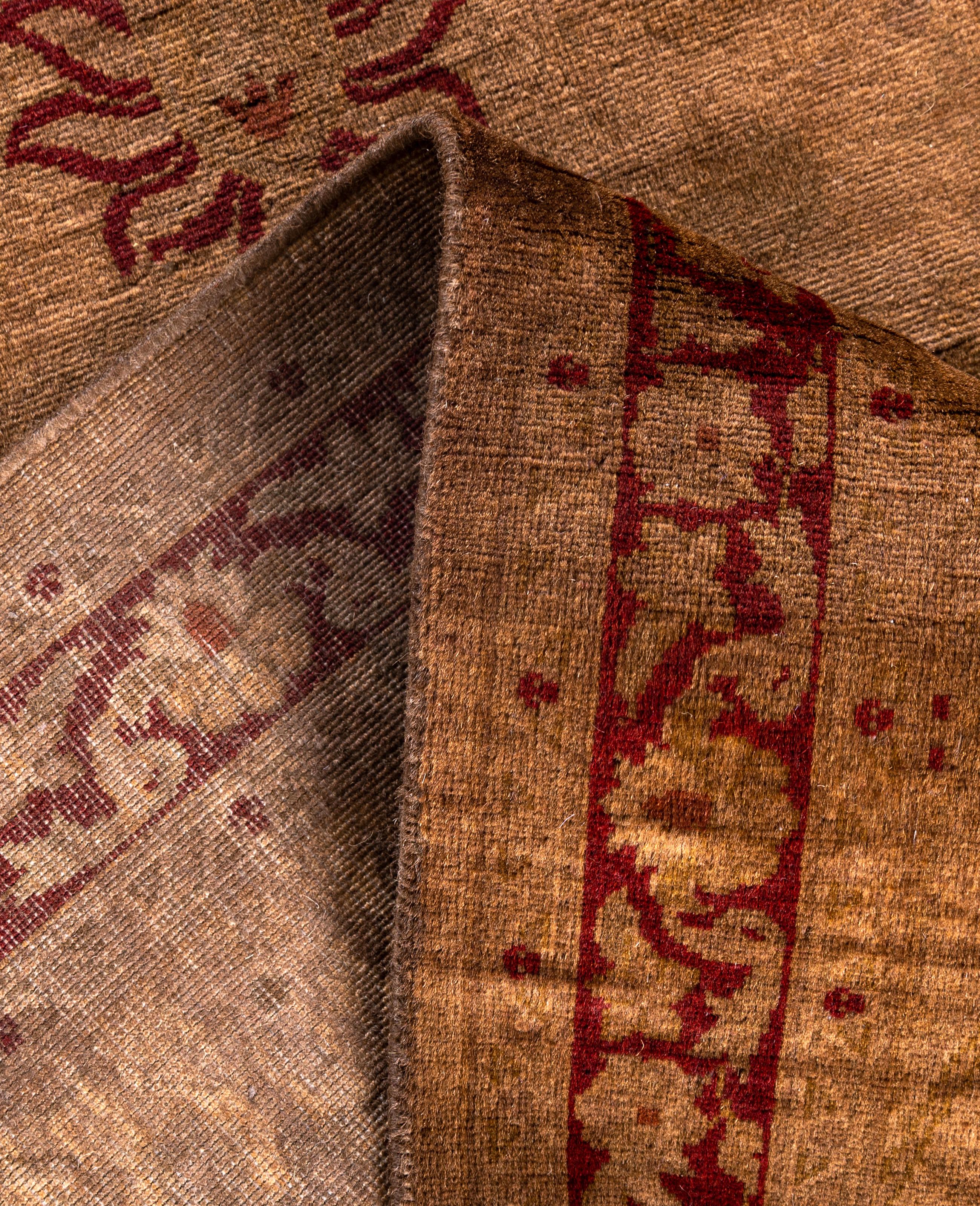 Contemporary Overdyed One-of-a-Kind Wool Brown Runner 2' 6