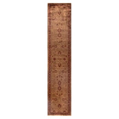 Overdyed One-of-a-Kind Wool Brown Runner 2' 6" x 12' 2"