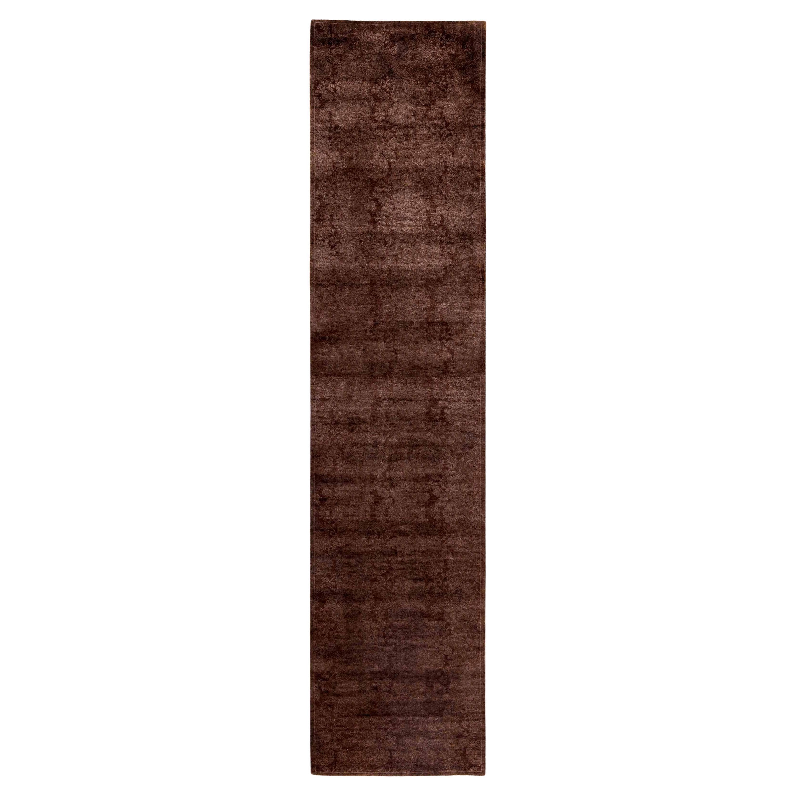 Overdyed One-of-a-Kind Wool Brown Runner 2' 8" x 11' 9"