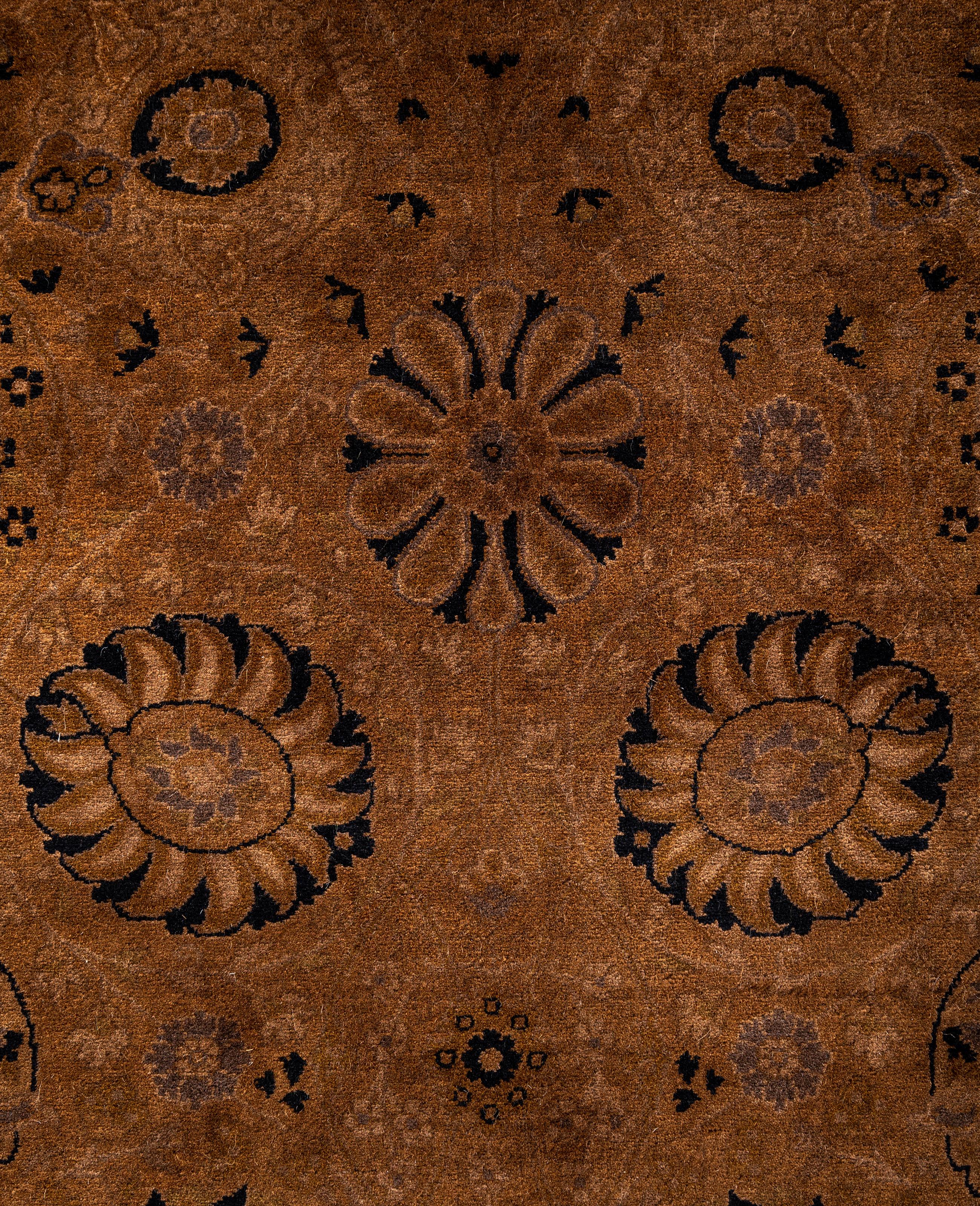 Pakistani Overdyed One-of-a-Kind Wool Brown Runner 3' 2