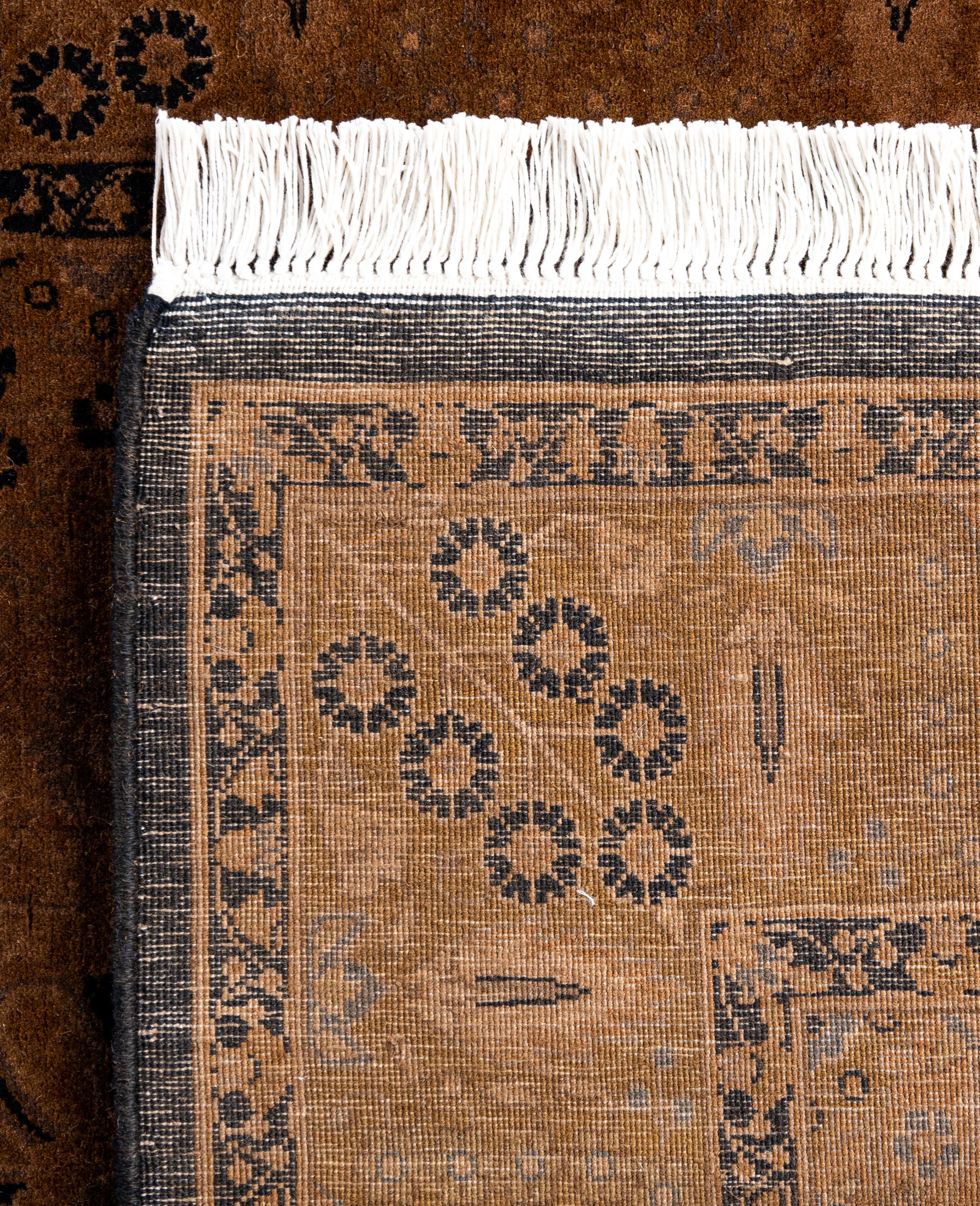 Overdyed One-of-a-Kind Wool Brown Runner 3' 2