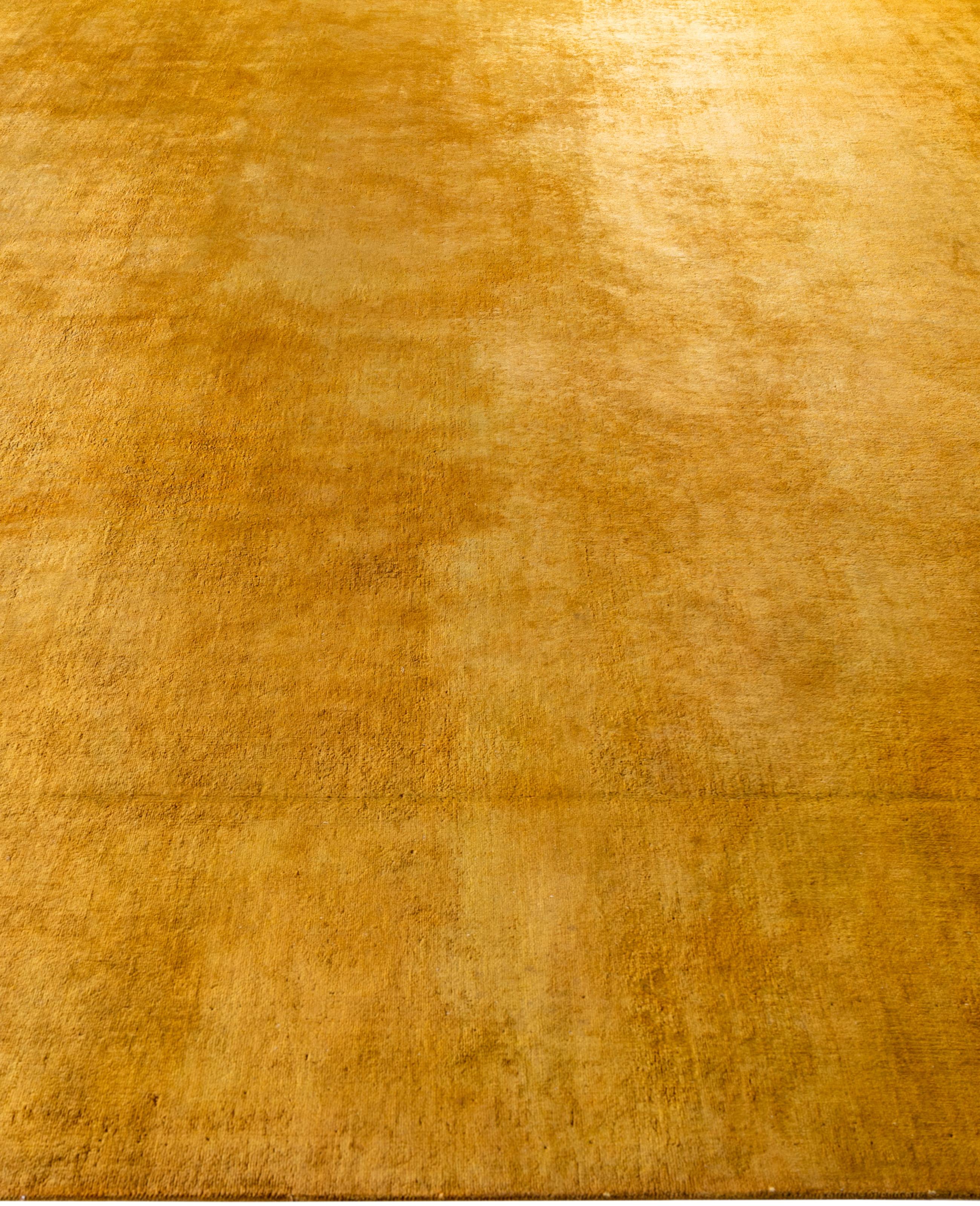 Overdyed Einzigartige Wolle Gold Bereich Teppich 10' 0