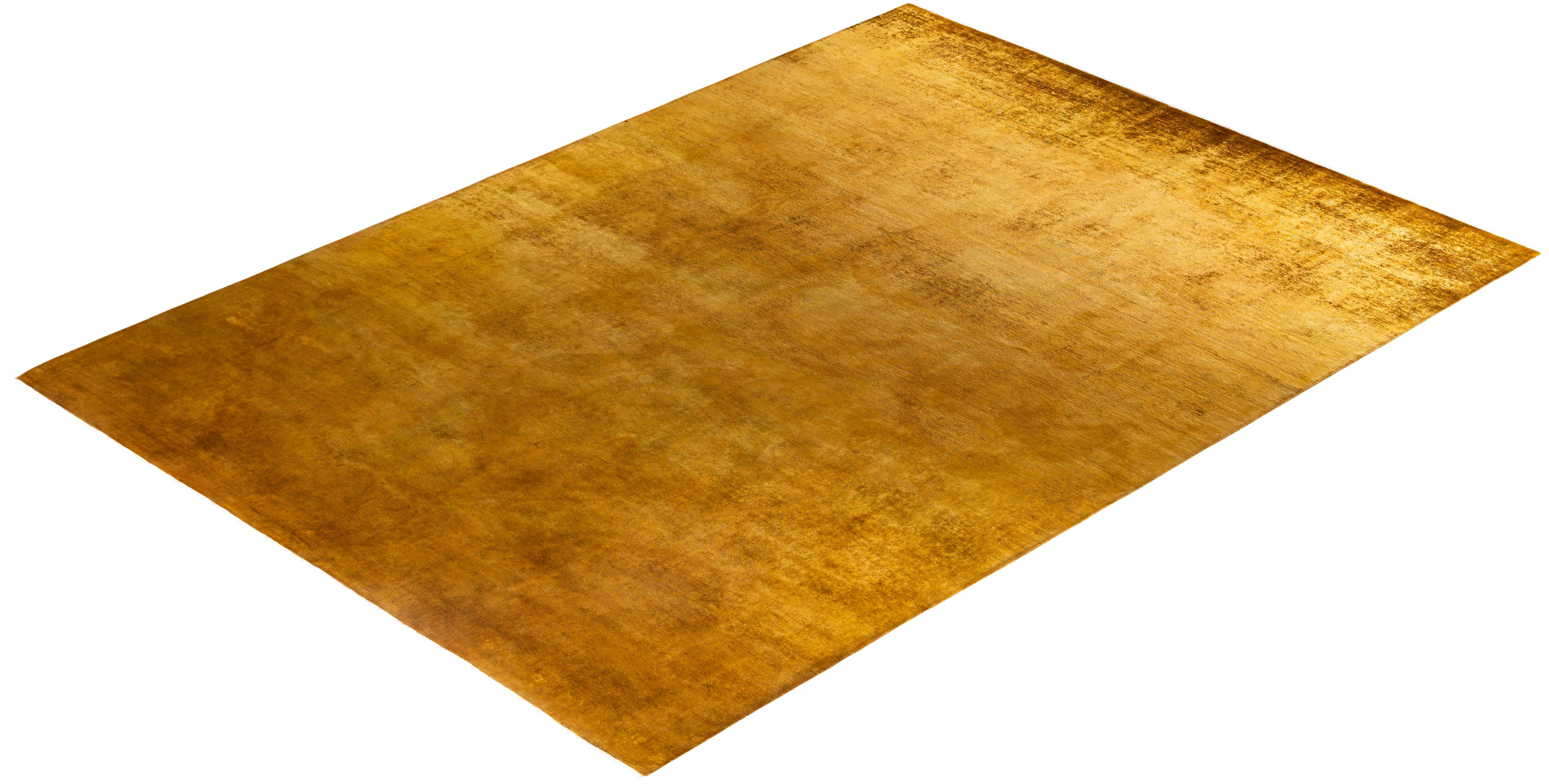 Overdyed Einzigartige Wolle Gold Bereich Teppich 10' 0