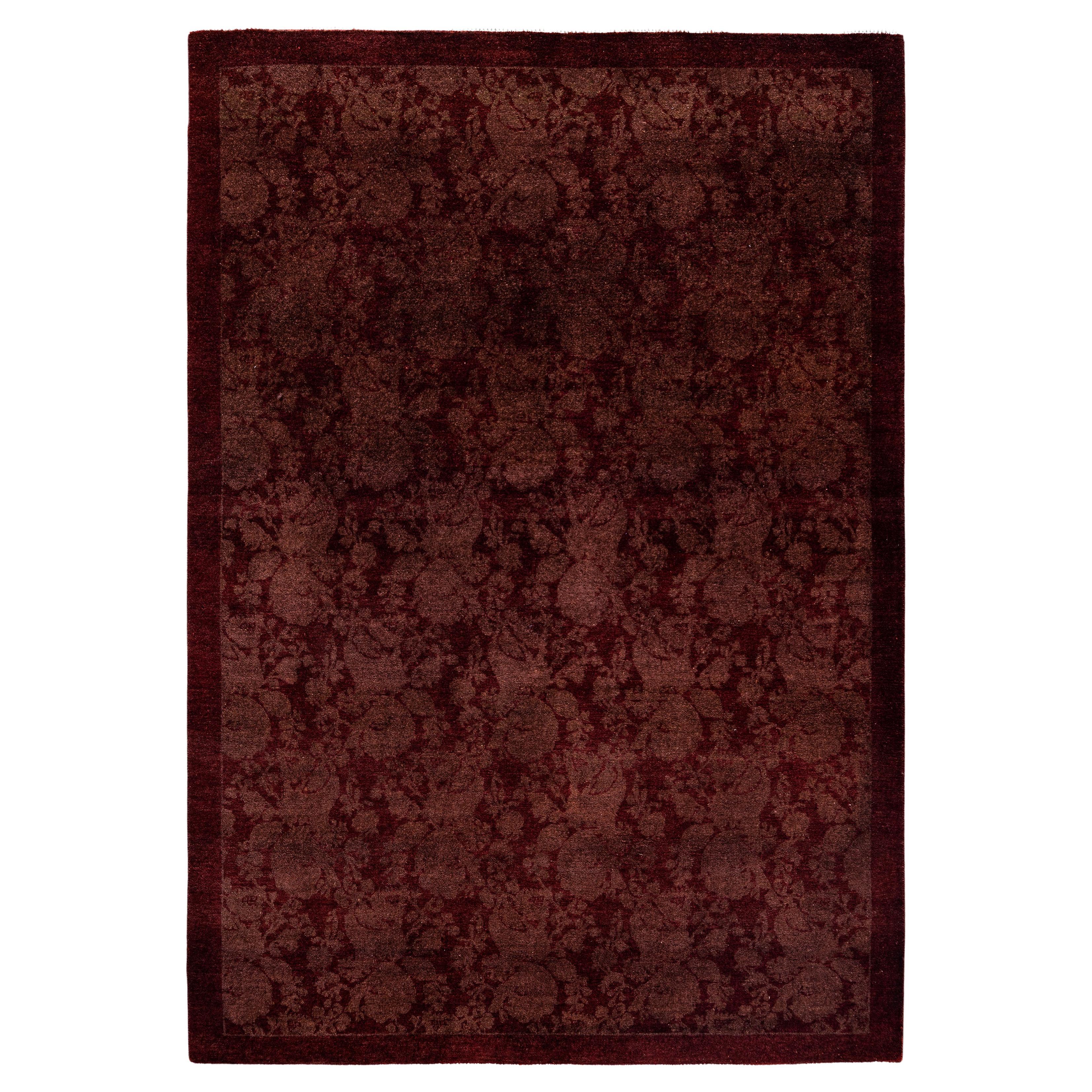 Overdyed Einzigartige Wolle Gold Bereich Teppich 4' 2" x 5' 10"