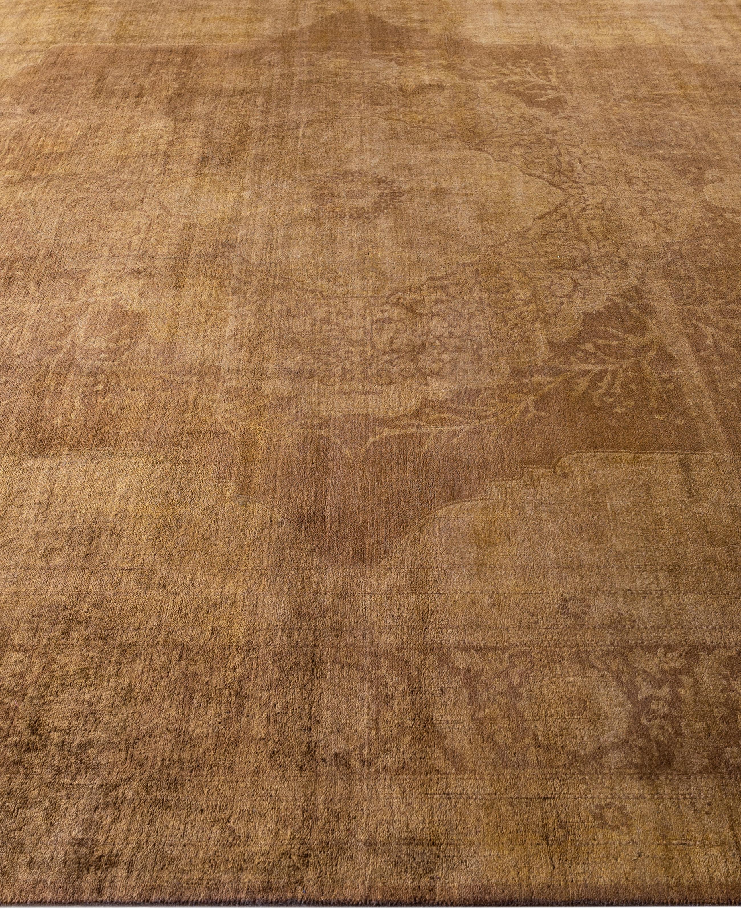 Overdyed Einzigartige Wolle Gold Bereich Teppich 8' 3
