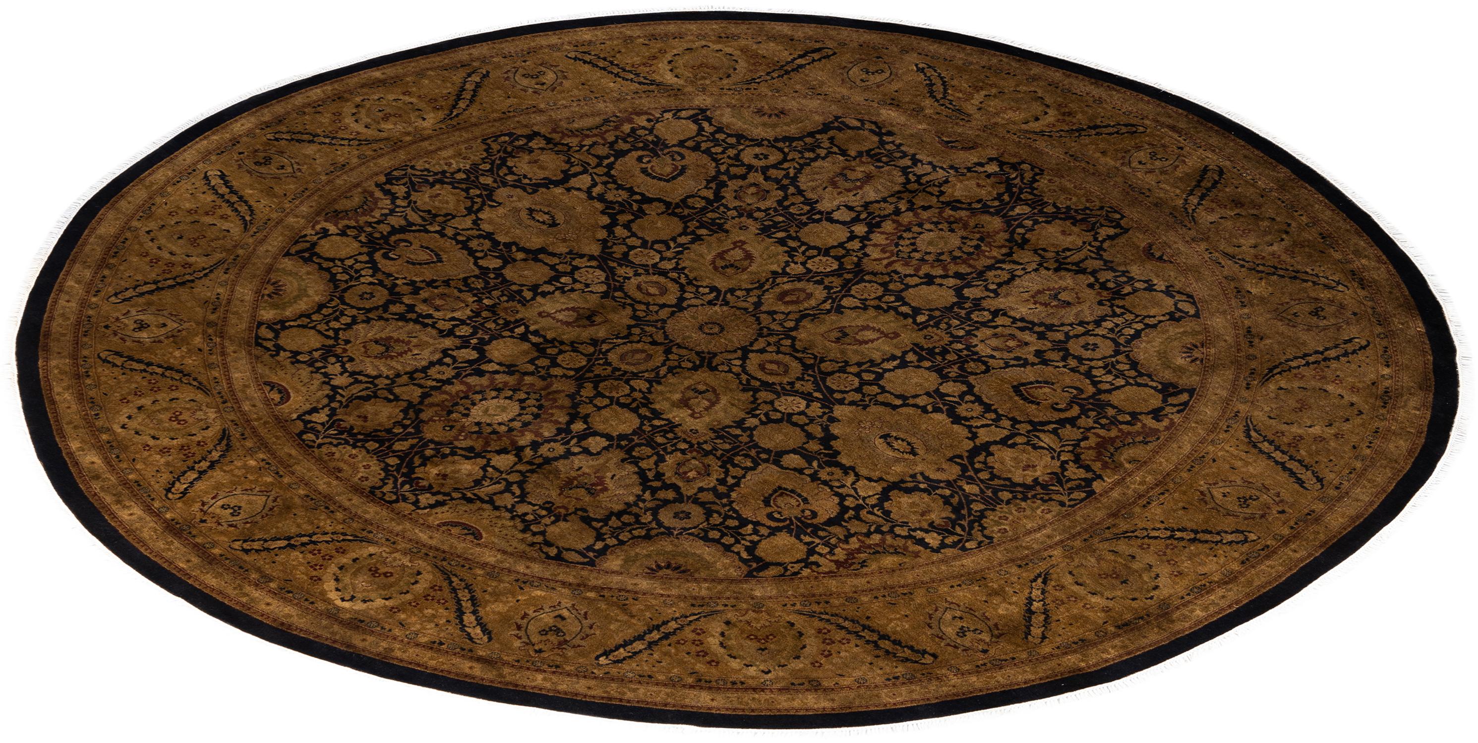 Overdyed One-of-a-Kind Wolle Gold Runde Bereich Teppich 10' 1