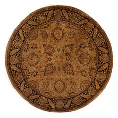 Overdyed One-of-a-Kind Wool Gold Round Area Rug 4' 1" x 4' 1"