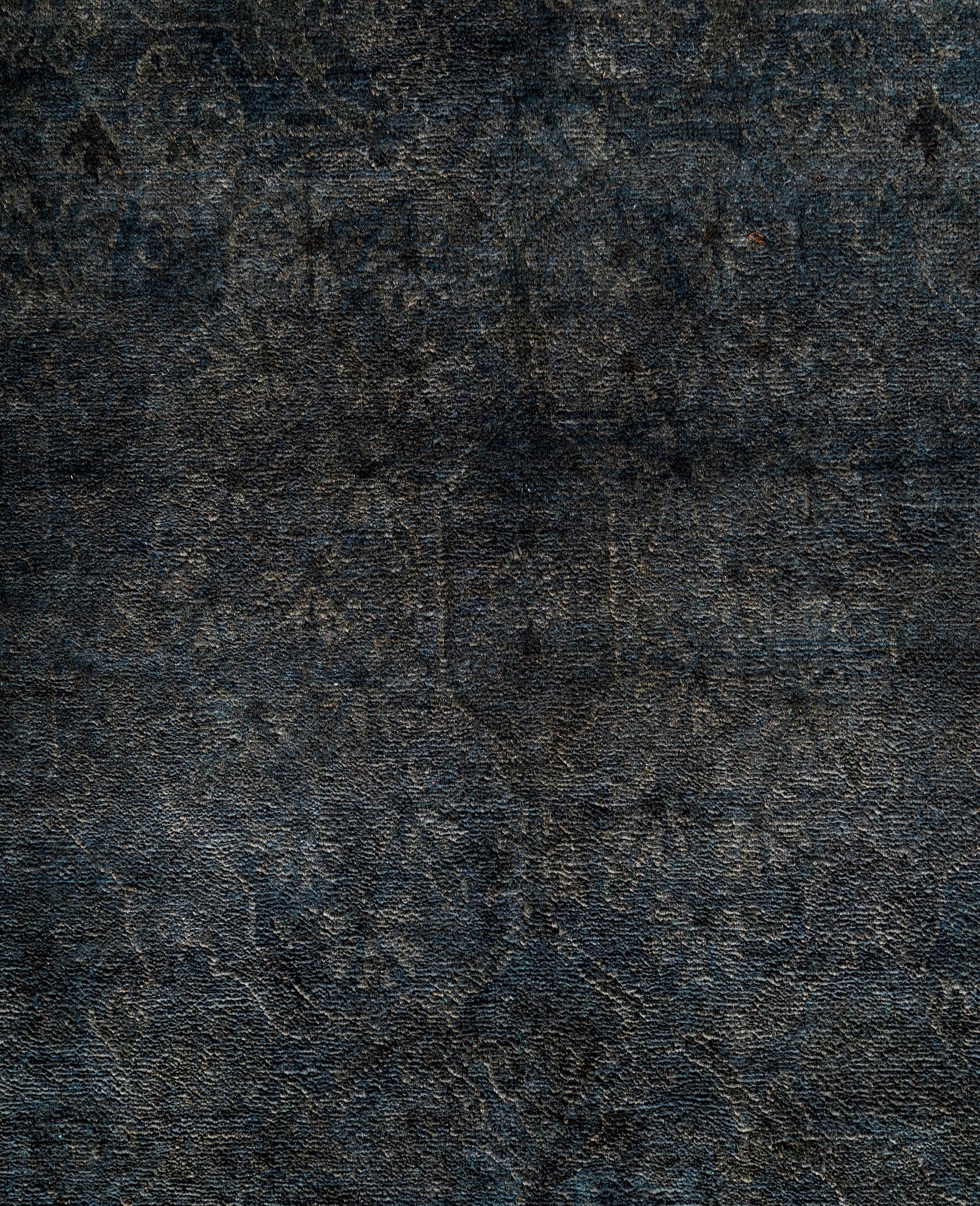 Pakistano Tappeto da giardino grigio in lana Overdyed One-of-a-Kind 10' 1