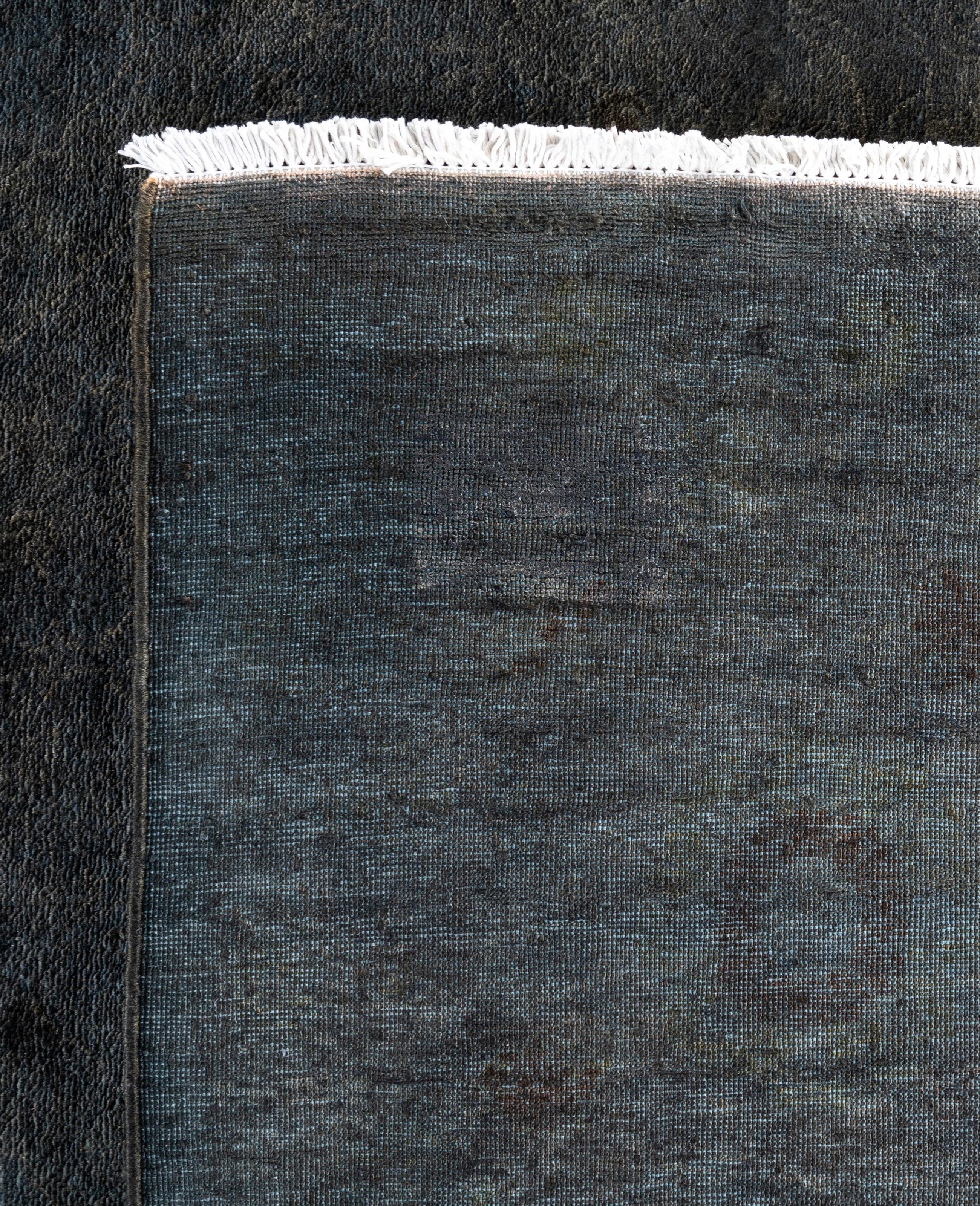 Tappeto da giardino grigio in lana Overdyed One-of-a-Kind 10' 1