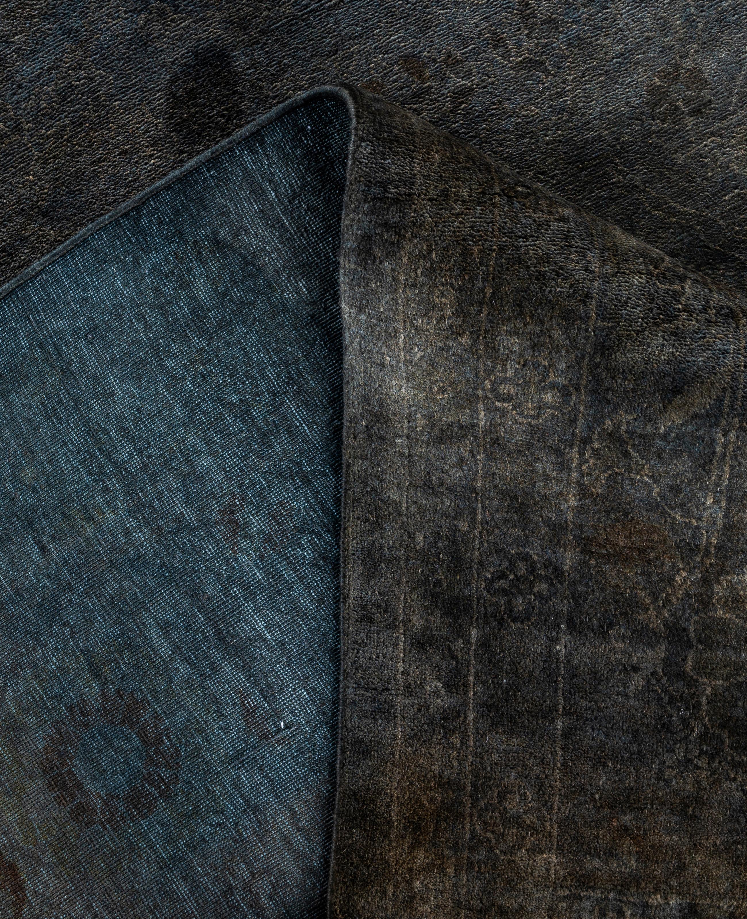 XXI secolo e contemporaneo Tappeto da giardino grigio in lana Overdyed One-of-a-Kind 10' 1