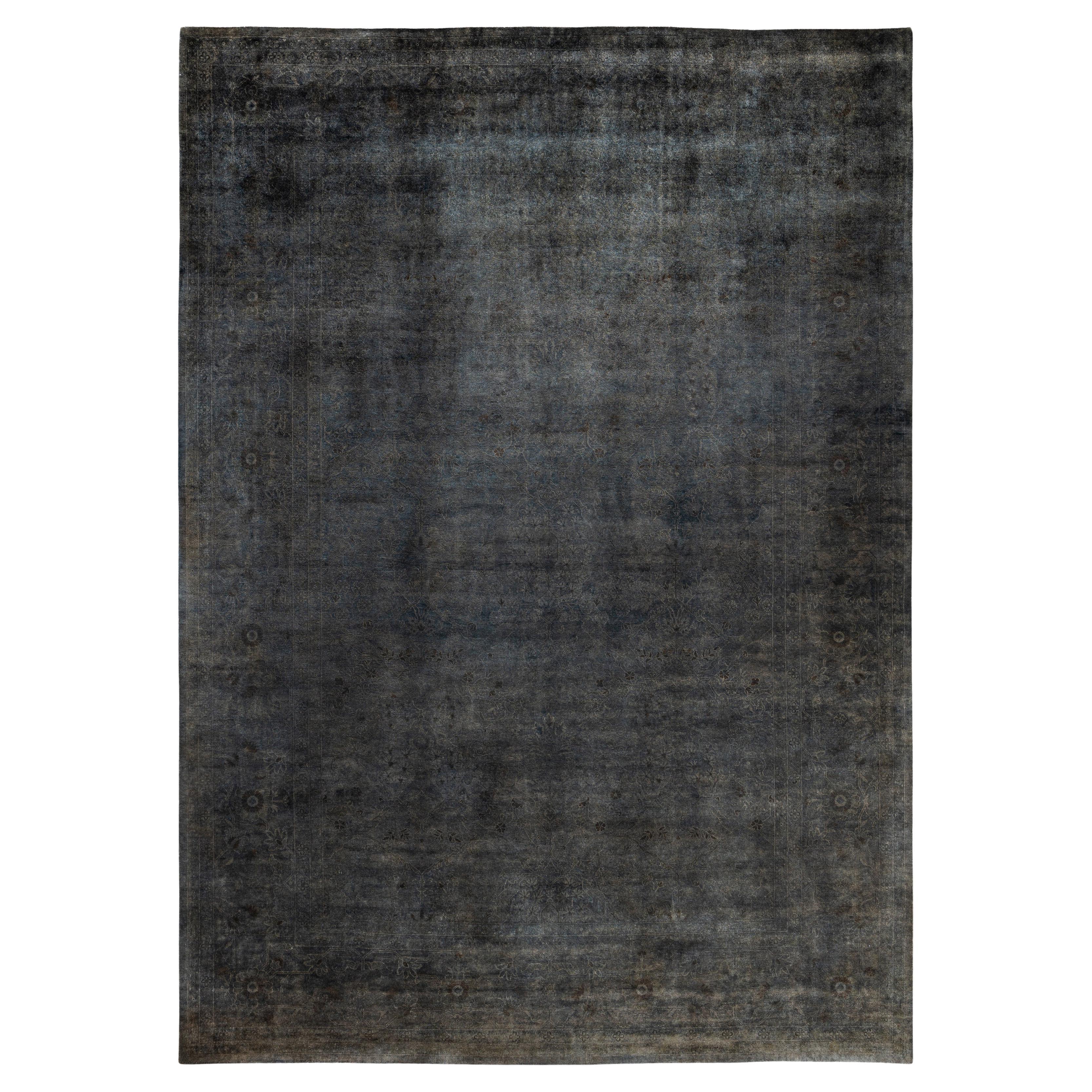 Overdyed One-of-a-Kind Wool Gray Area Rug 10' 1" x 14' 0"