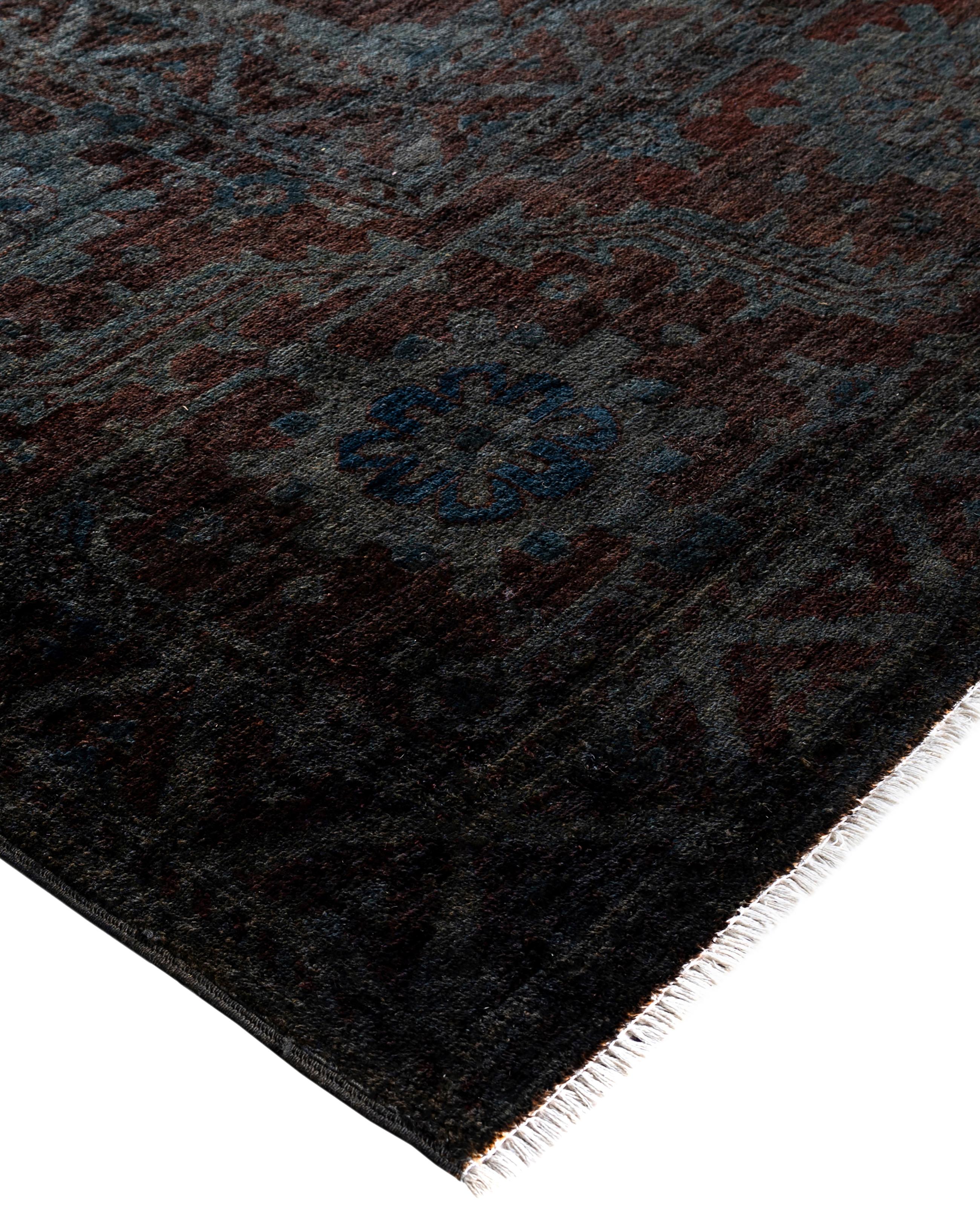 Over-dyed area rugs are created by taking vintage or traditional rugs and applying a vibrant, monochromatic dye over the existing patterns. This technique results in a bold, modern aesthetic while preserving the intricate designs beneath, blending