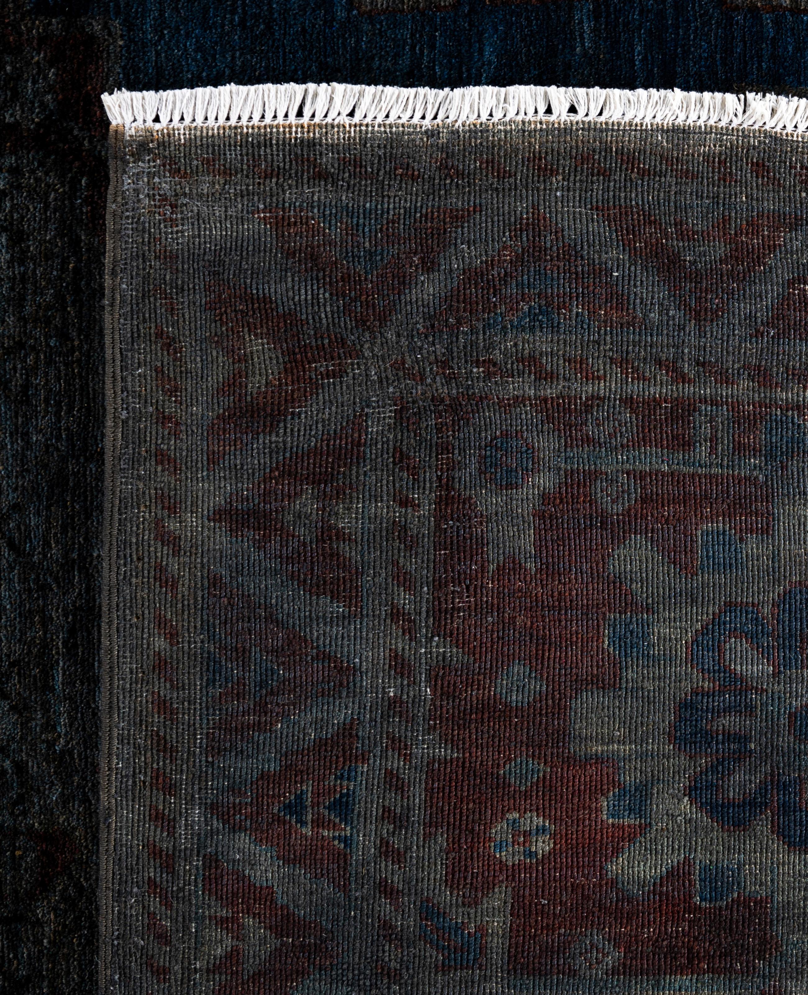 Overdyed One-of-a-Kind Wool Gray Area Rug 11' 9