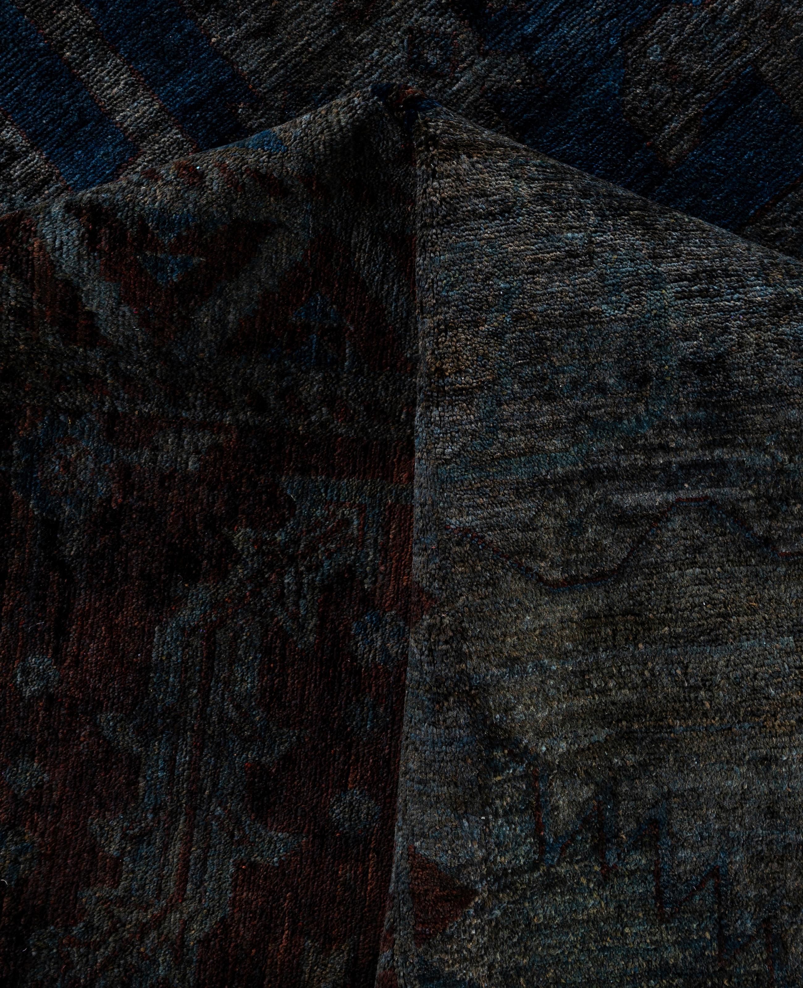 Overdyed One-of-a-Kind Wool Gray Area Rug 11' 9