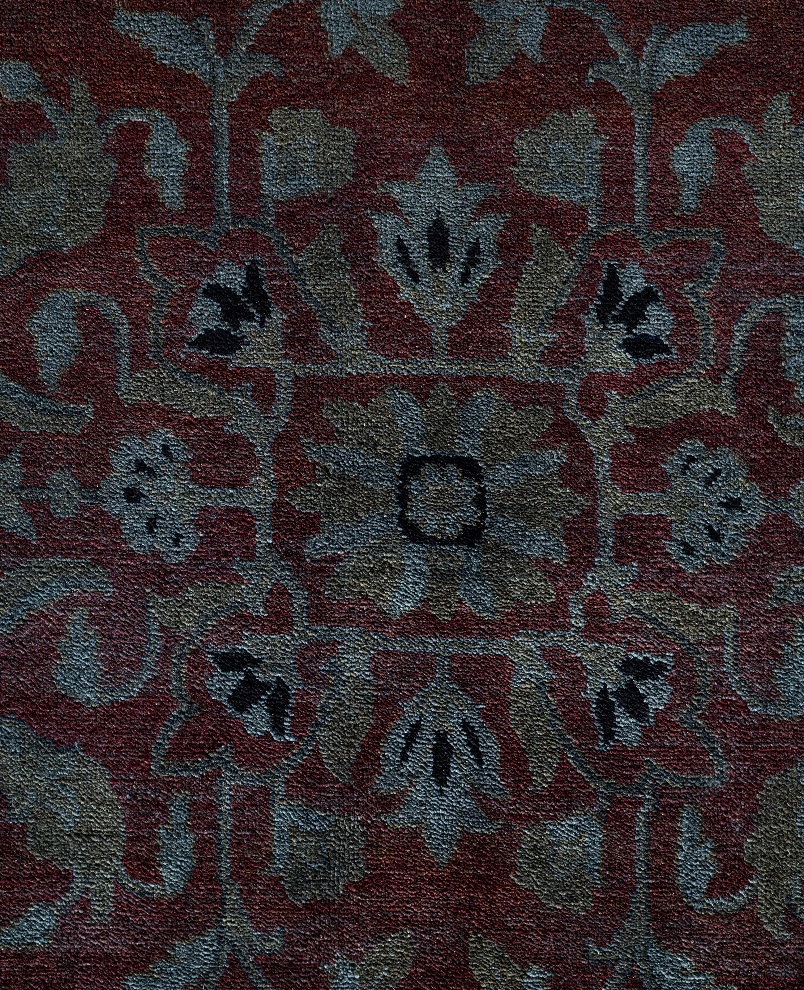 Pakistani Overdyed One-of-a-Kind Wool Gray Area Rug 12' 0