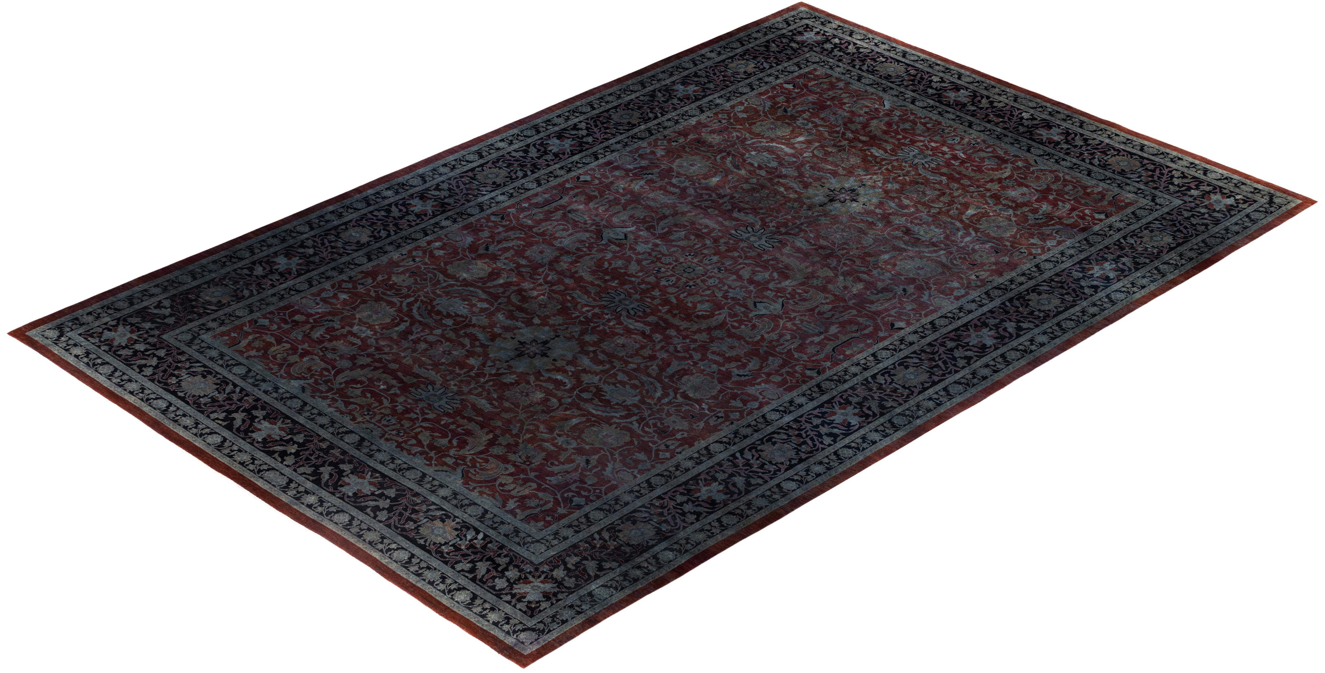Overdyed One-of-a-Kind Wool Gray Area Rug 12' 0