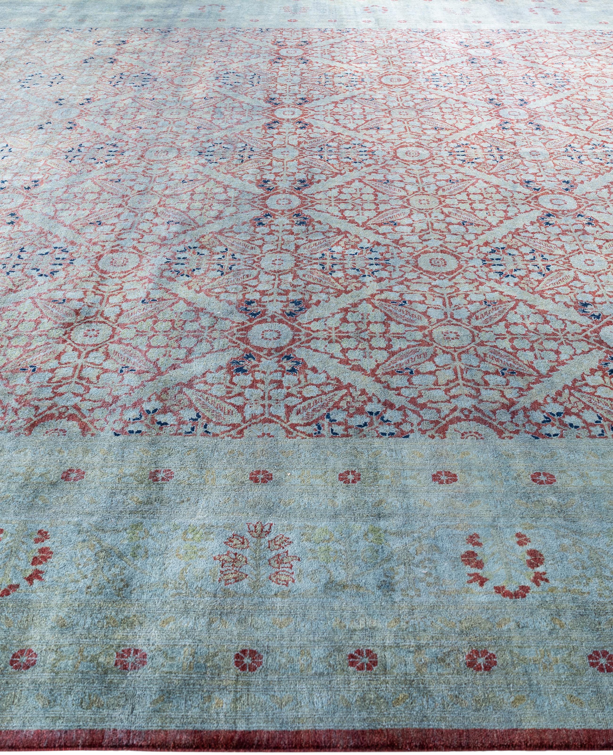 Noué à la main Tapis de sol en laine Overdyed One-of-a-Kind Gray 12' 2