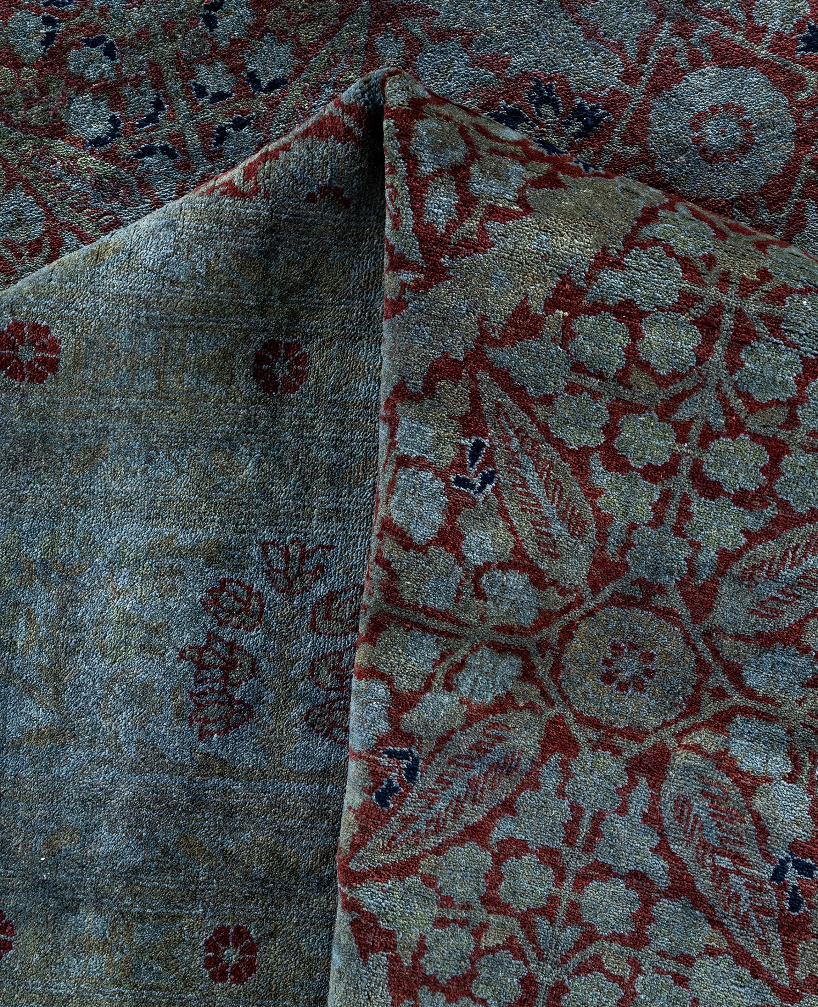 Laine Tapis de sol en laine Overdyed One-of-a-Kind Gray 12' 2